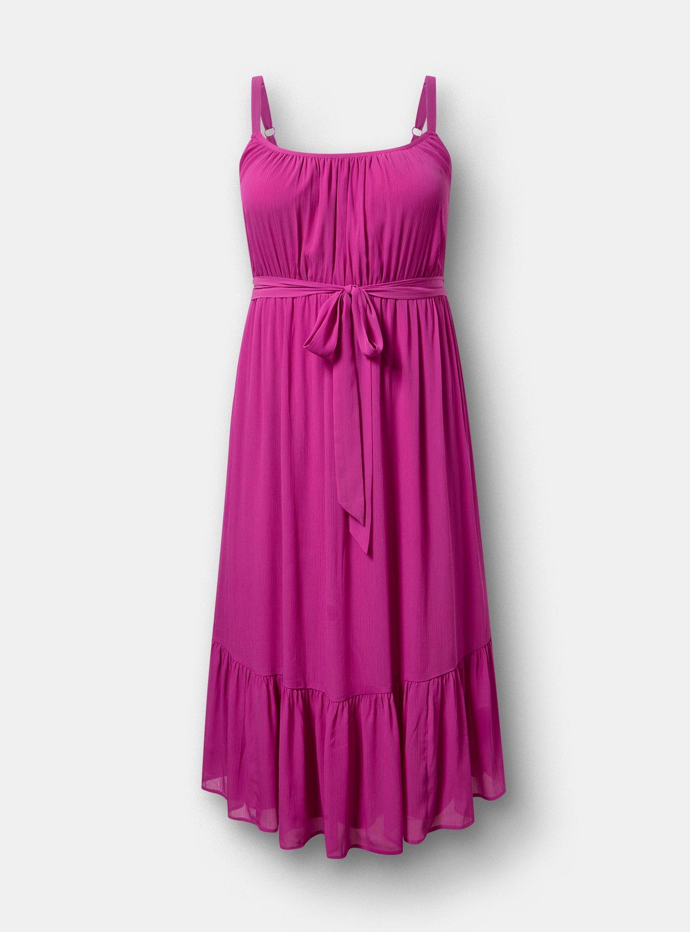 Plus Size Chiffon Tea Length Dress, WILD ASTER, hi-res