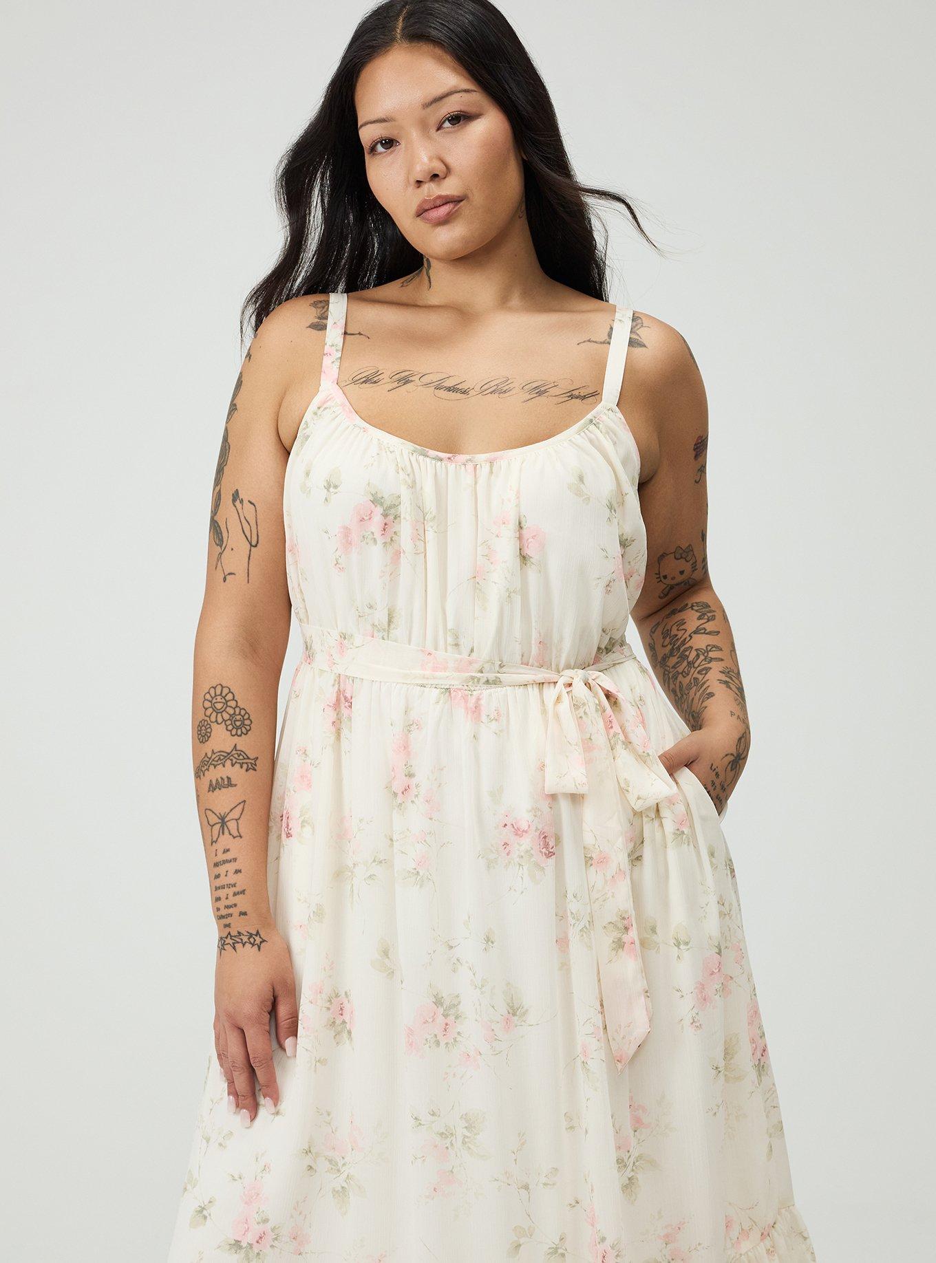 Chiffon Tea Length Dress, GRACE FLORAL IVORY, alternate