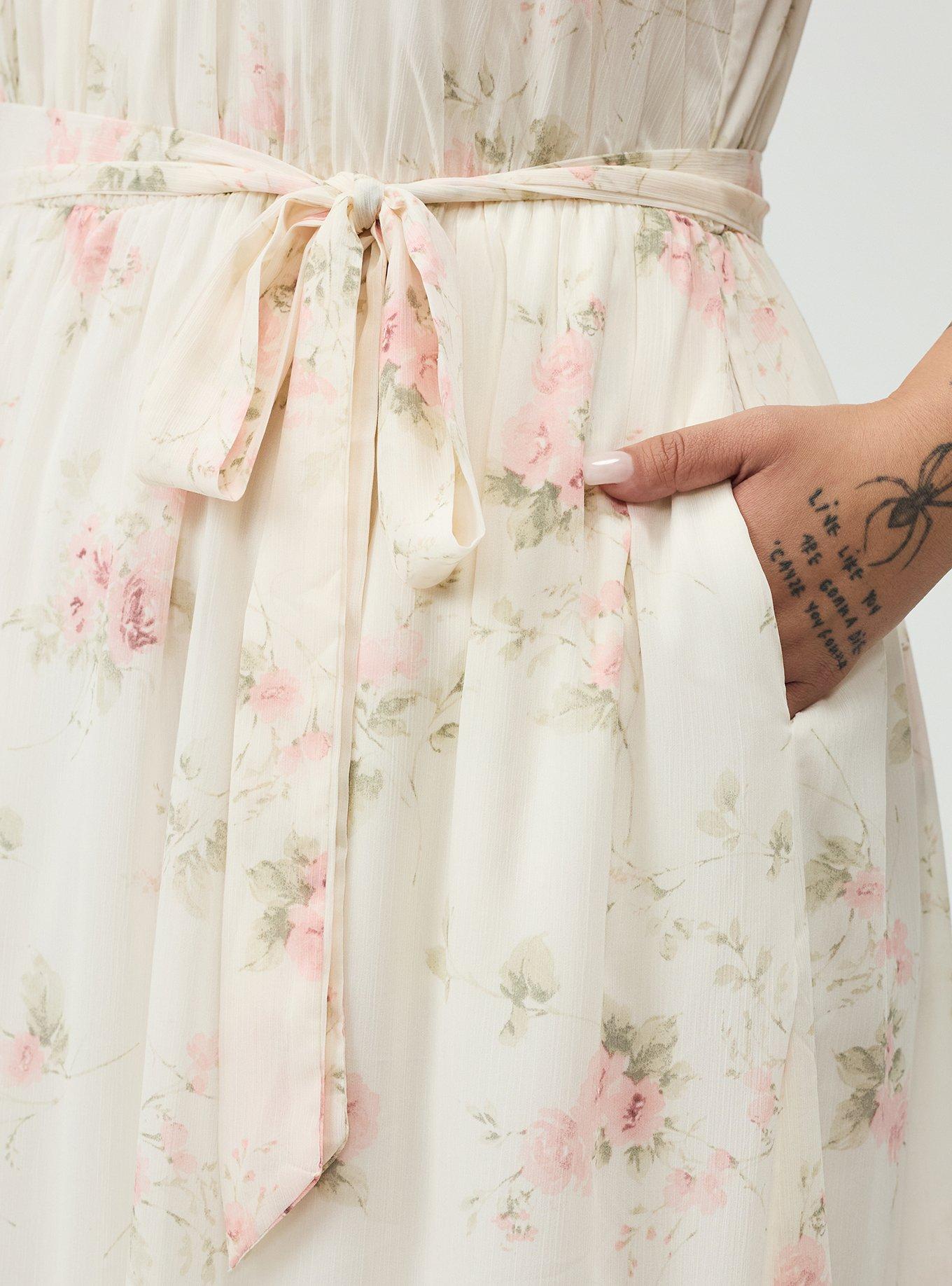 Chiffon Tea Length Dress, GRACE FLORAL IVORY, alternate