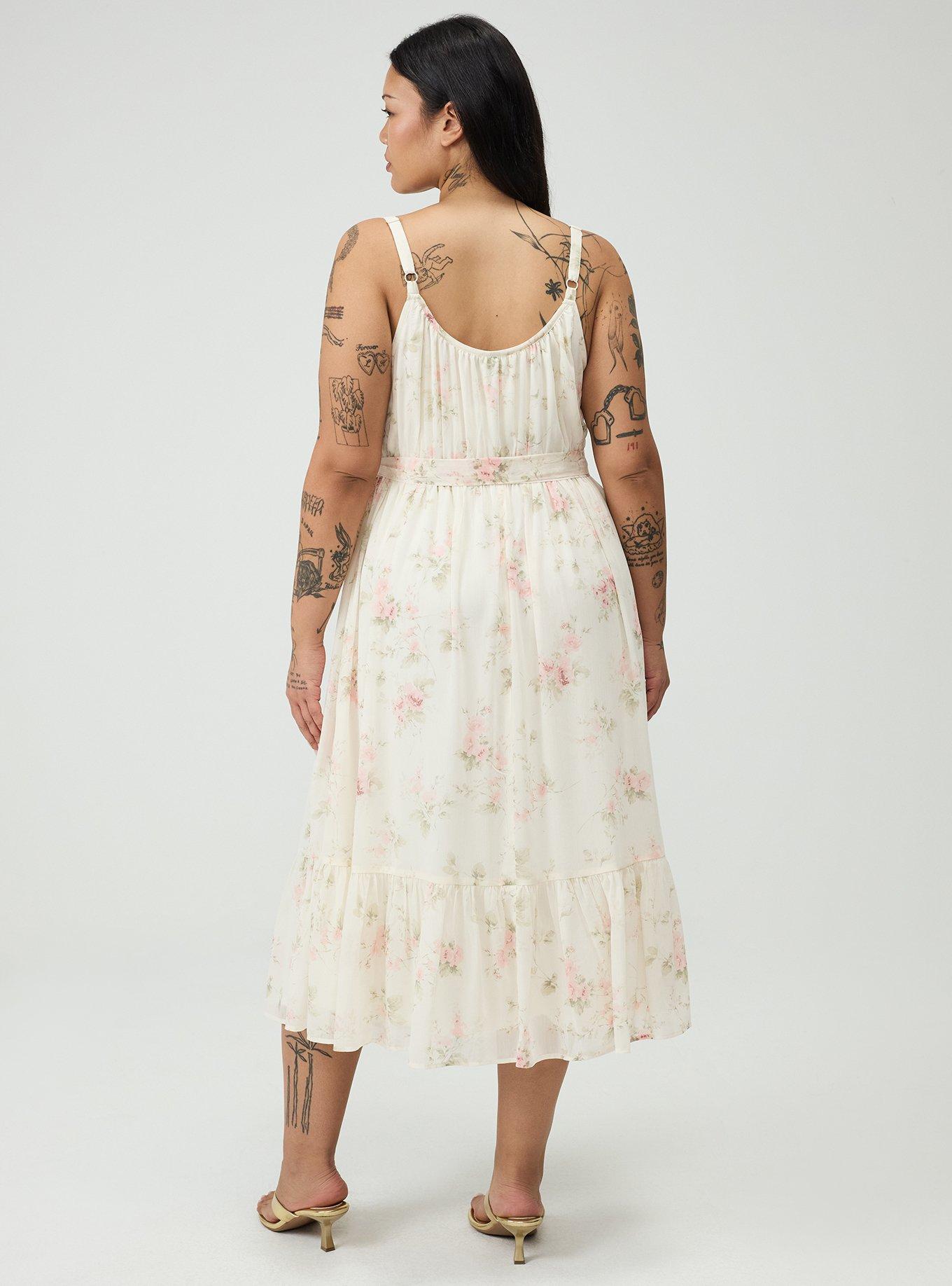Chiffon Tea Length Dress, GRACE FLORAL IVORY, alternate