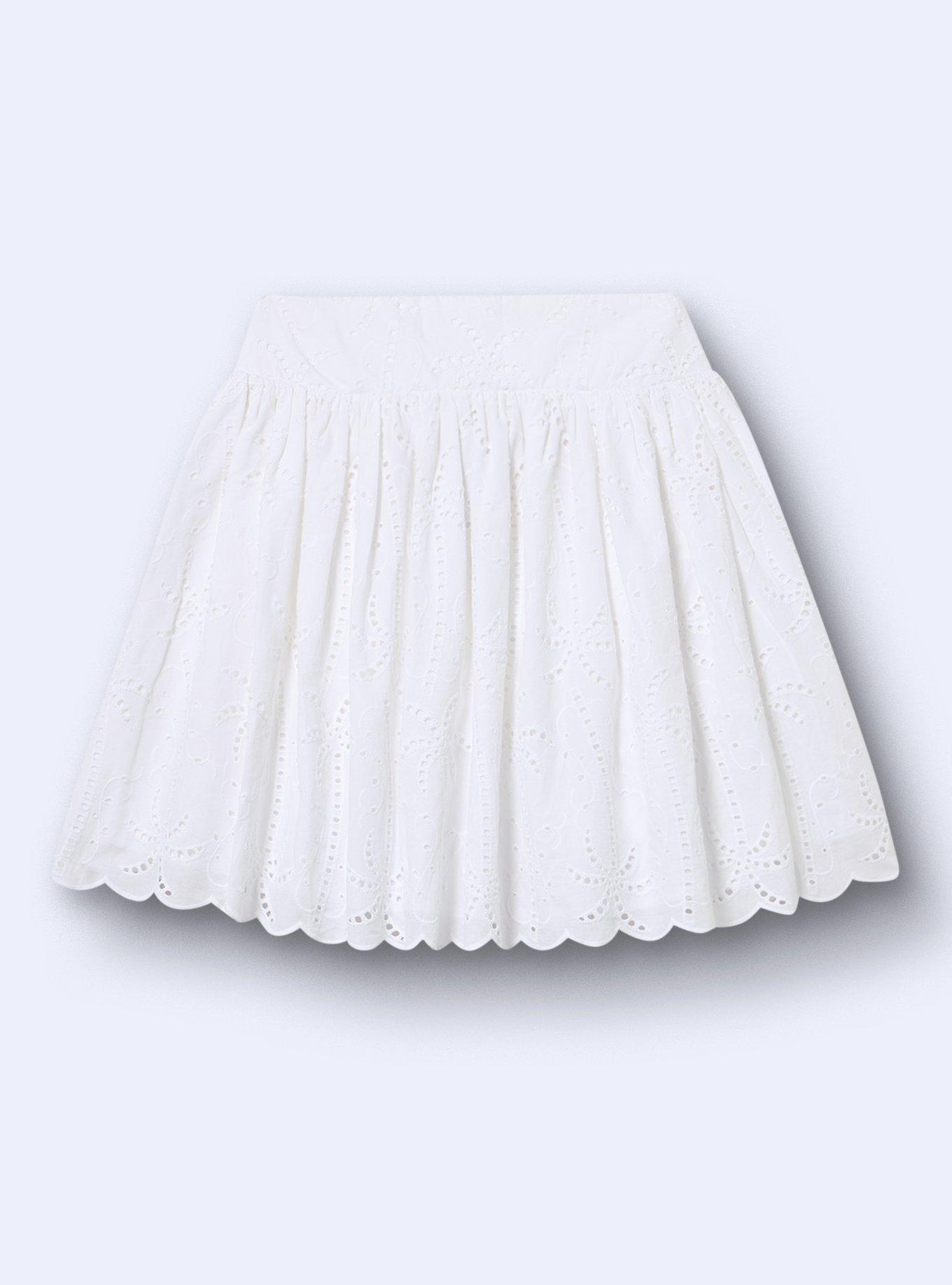 Belle Isle Embroidered Mini Skirt, BRIGHT WHITE, flat