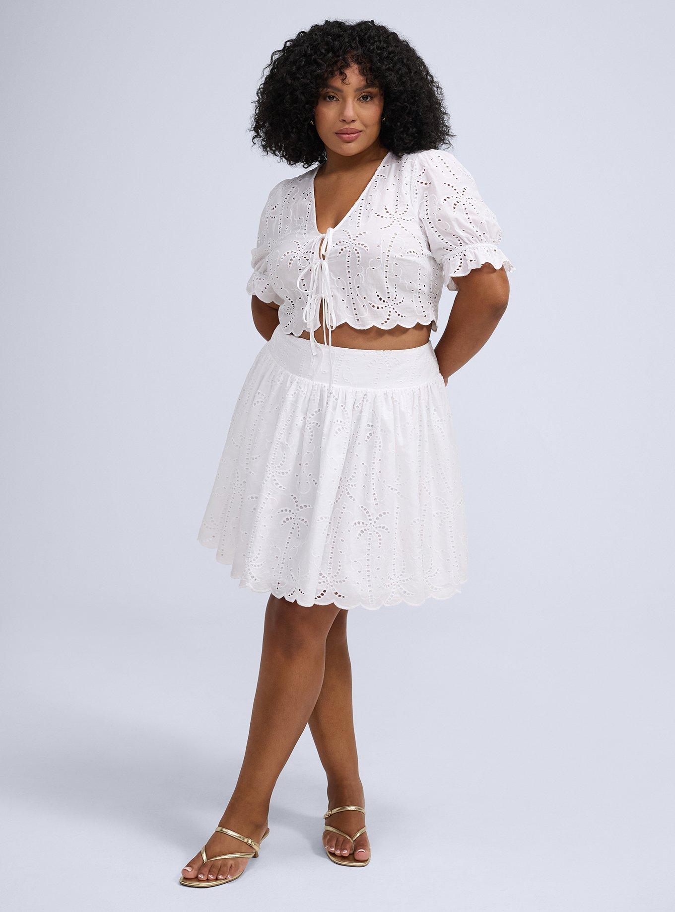 Belle Isle Embroidered Mini Skirt, BRIGHT WHITE, hi-res