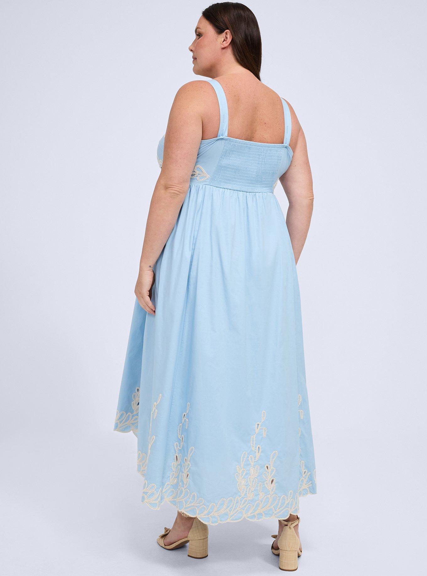 Belle Isle Embroidered Hi-Low Dress, CERULEAN, alternate