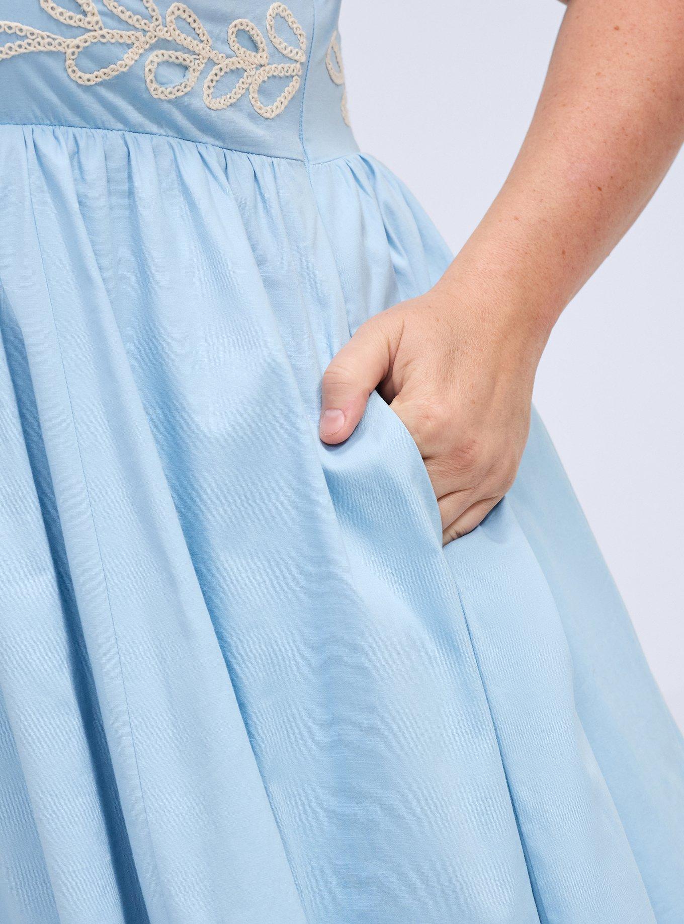 Belle Isle Embroidered Hi-Low Dress, CERULEAN, alternate