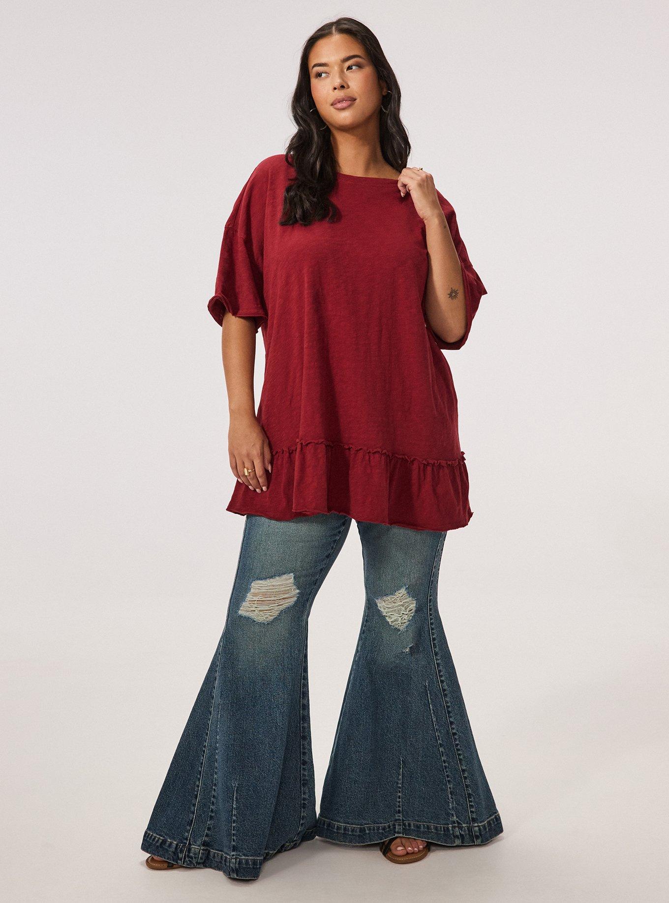 Festi Oversized Tiered Tee, POMEGRANATE, hi-res