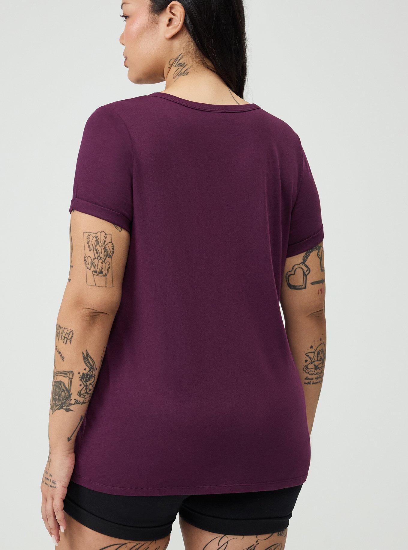 Cotton V-Neck Ladder Slash Tee, WINTER BLOOM, alternate