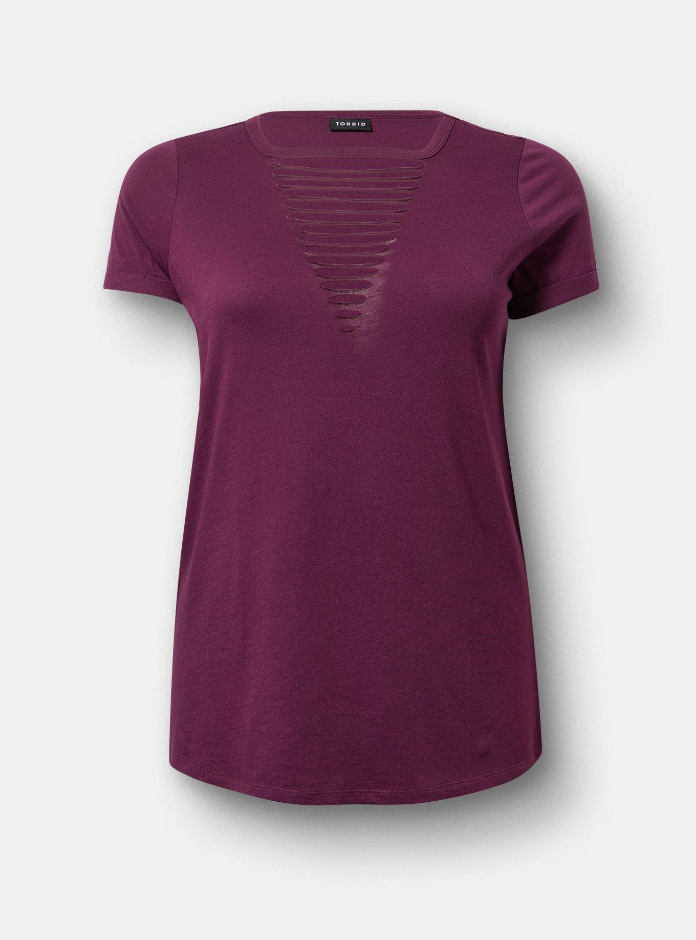 Cotton V-Neck Ladder Slash Tee, WINTER BLOOM, flat