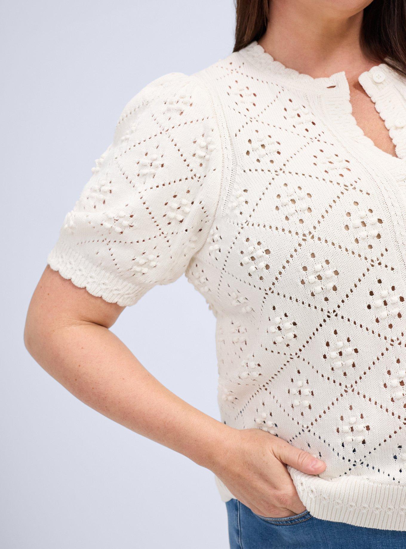Belle Isle Button Front Short Sleeve Cardigan, WHISPER WHITE, alternate