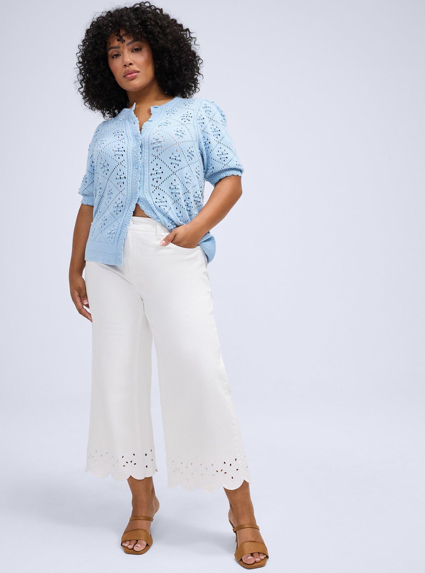 Belle Isle Button Front Short Sleeve Cardigan, CERULEAN, alternate
