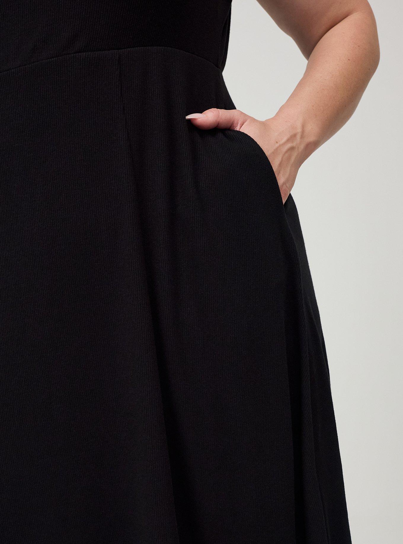 Collared Mini Skater Dress, DEEP BLACK, alternate