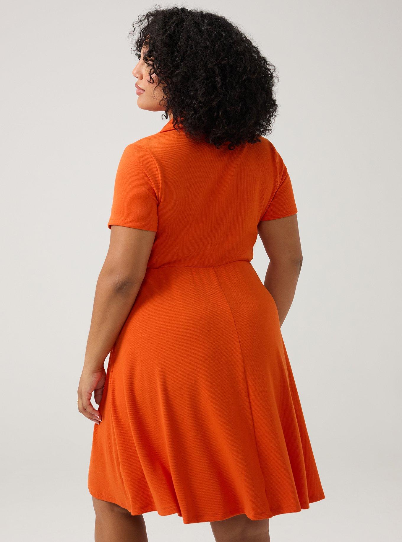 Collared Mini Skater Dress, PUREED PUMPKIN, alternate