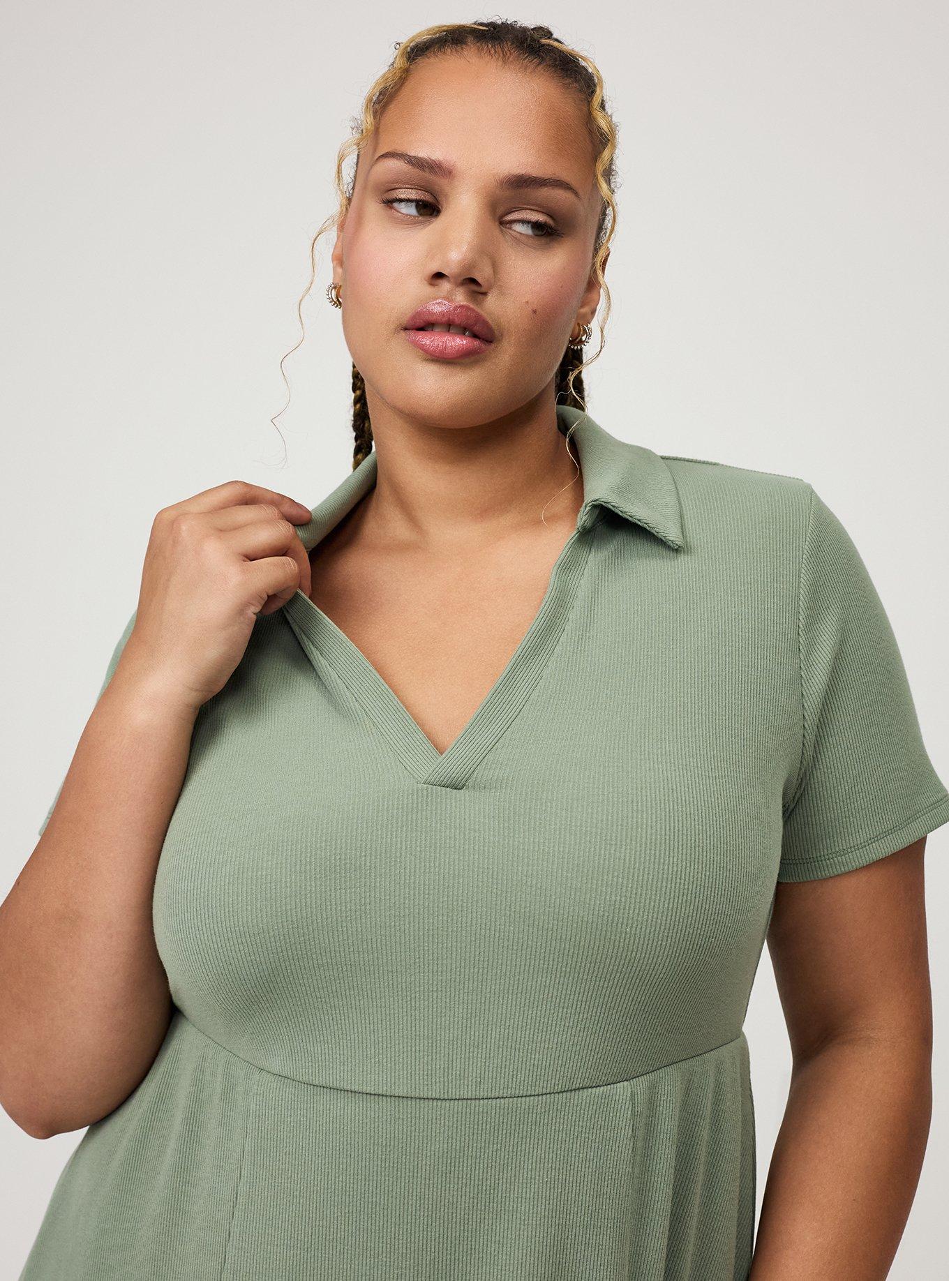Collared Mini Skater Dress, HEDGE GREEN, alternate