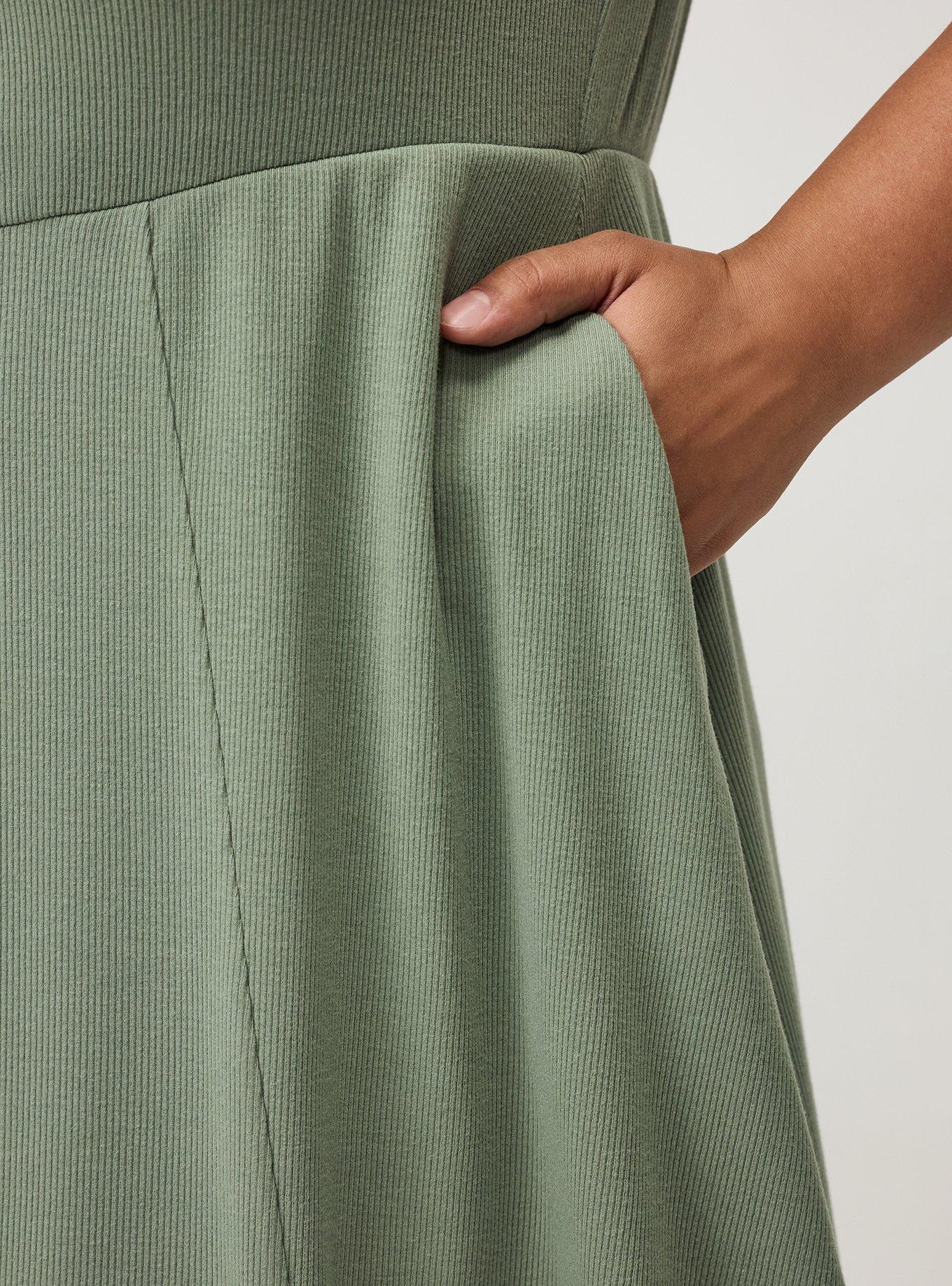 Collared Mini Skater Dress, HEDGE GREEN, alternate