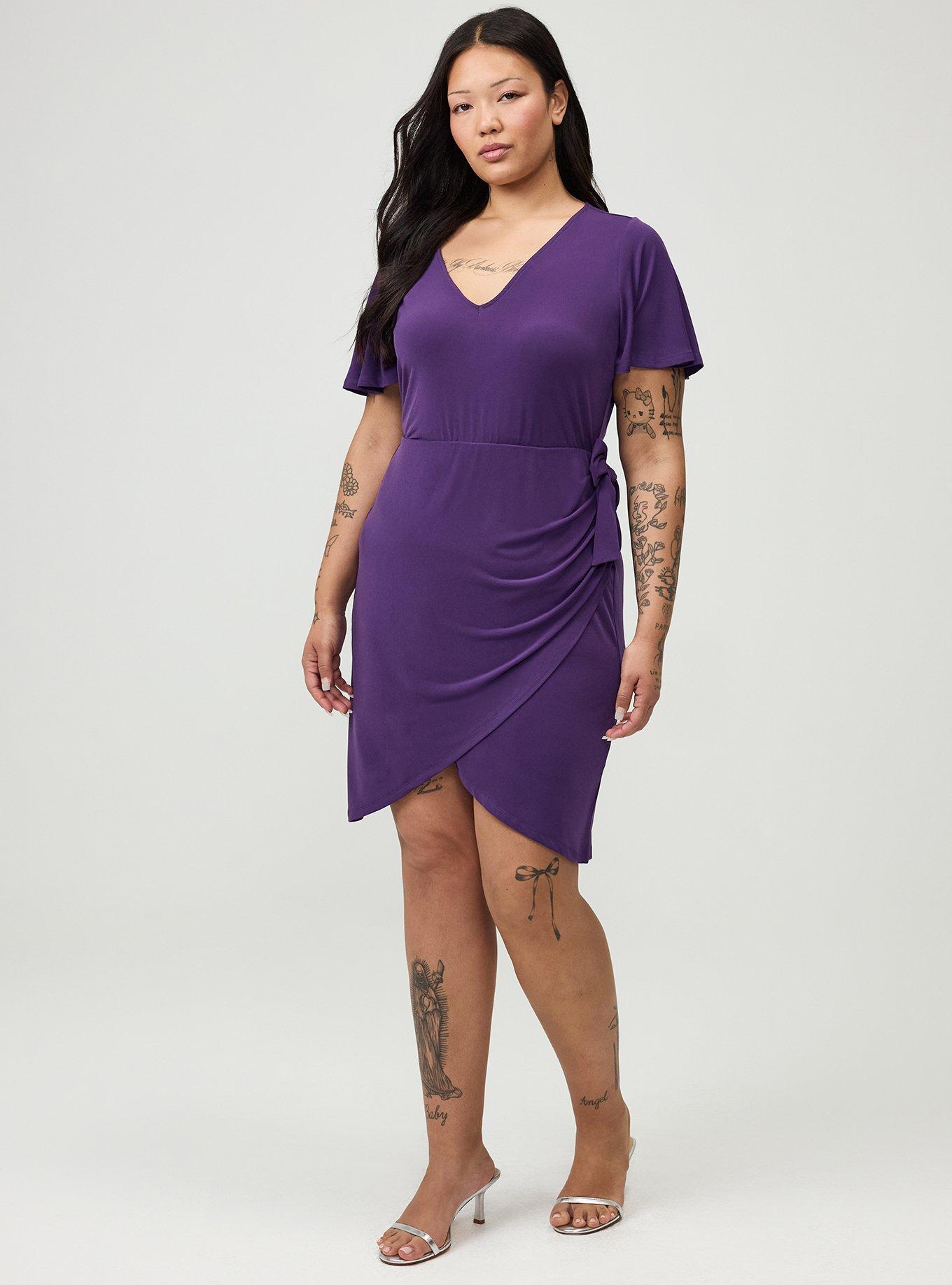 Flutter Sleeve Tie Front Mini Dress, CROWN JEWEL, alternate