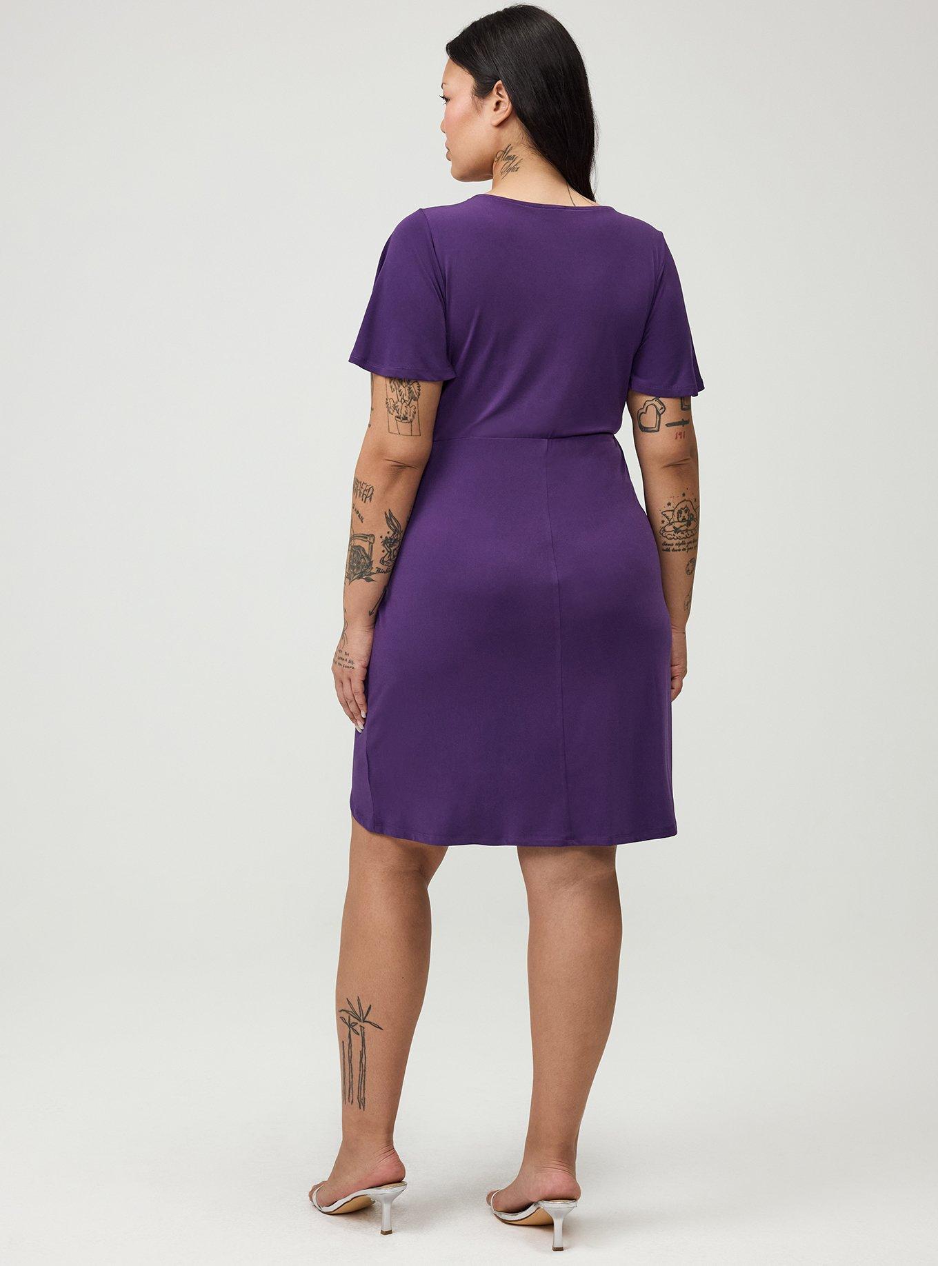 Flutter Sleeve Tie Front Mini Dress, CROWN JEWEL, alternate