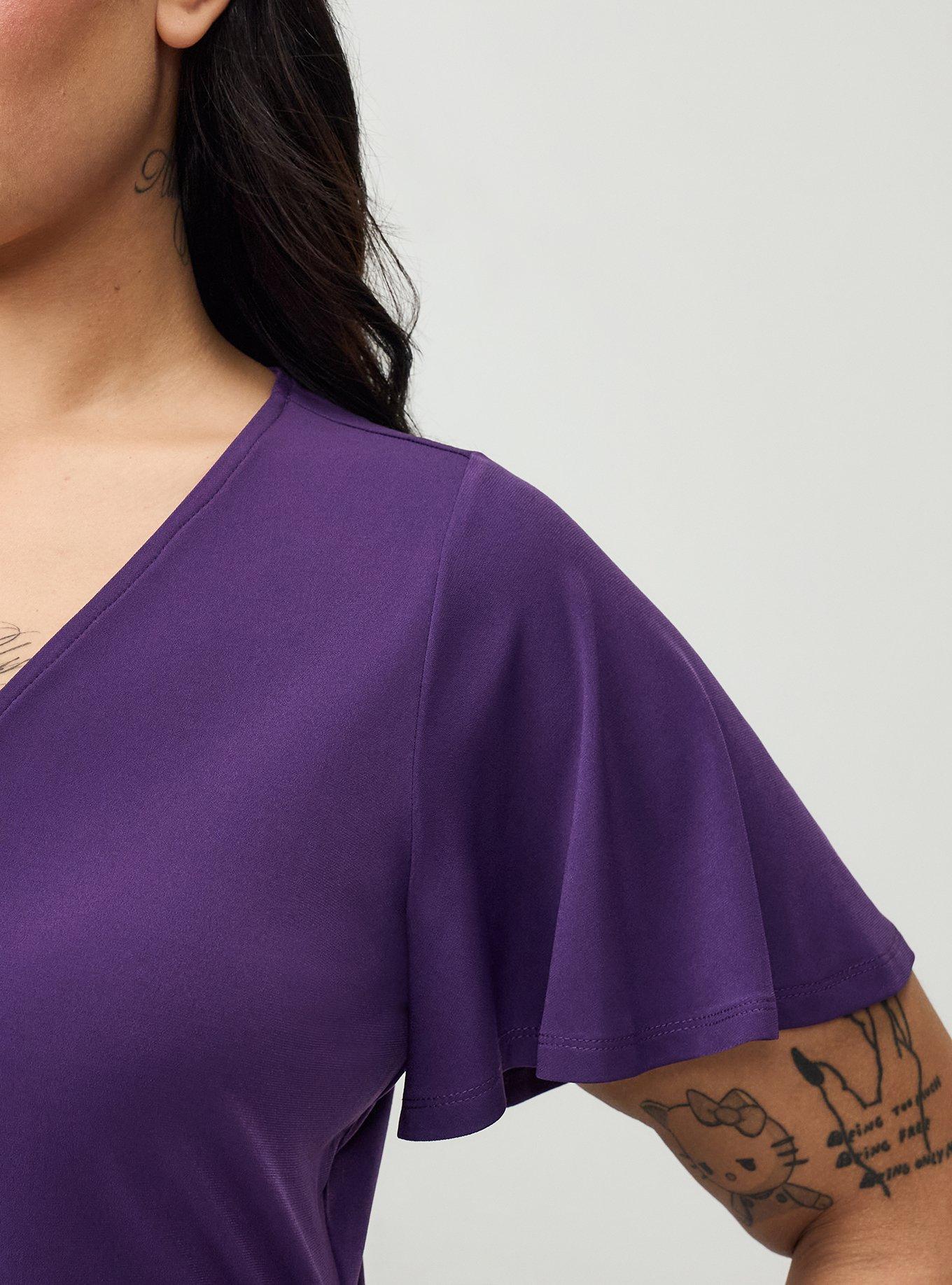 Flutter Sleeve Tie Front Mini Dress, CROWN JEWEL, alternate
