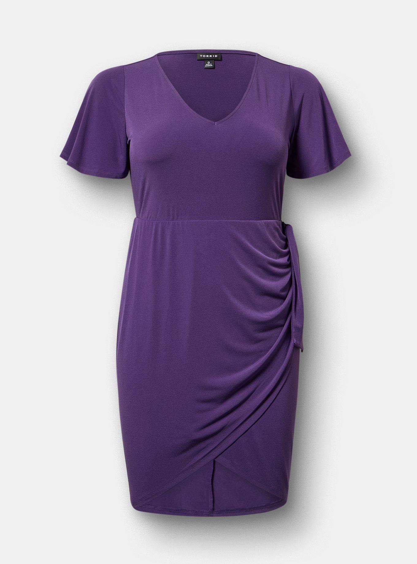 Flutter Sleeve Tie Front Mini Dress, CROWN JEWEL, flat