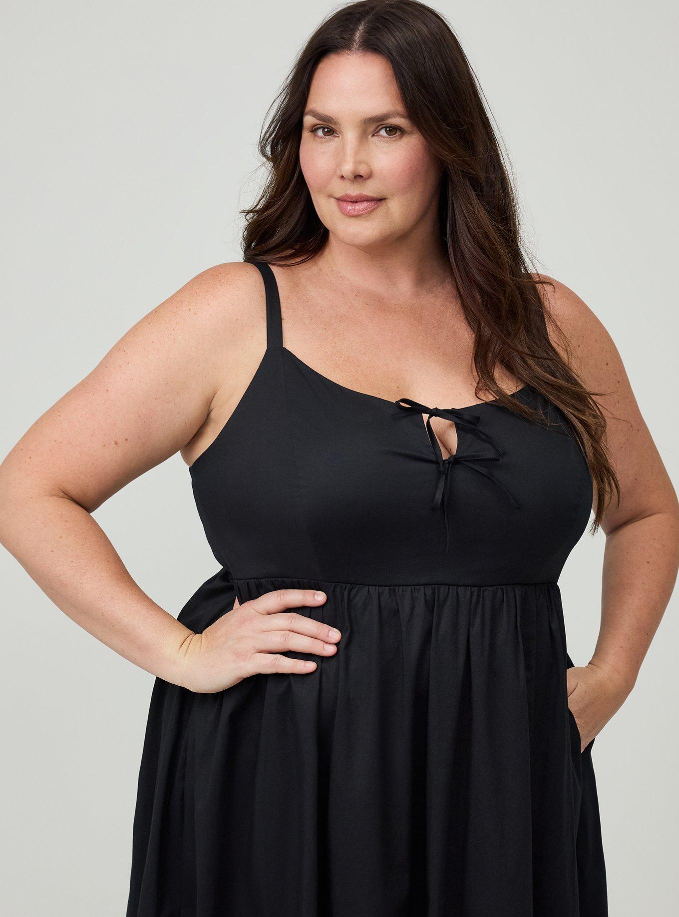Double Tie Front Midi Dress, DEEP BLACK, alternate