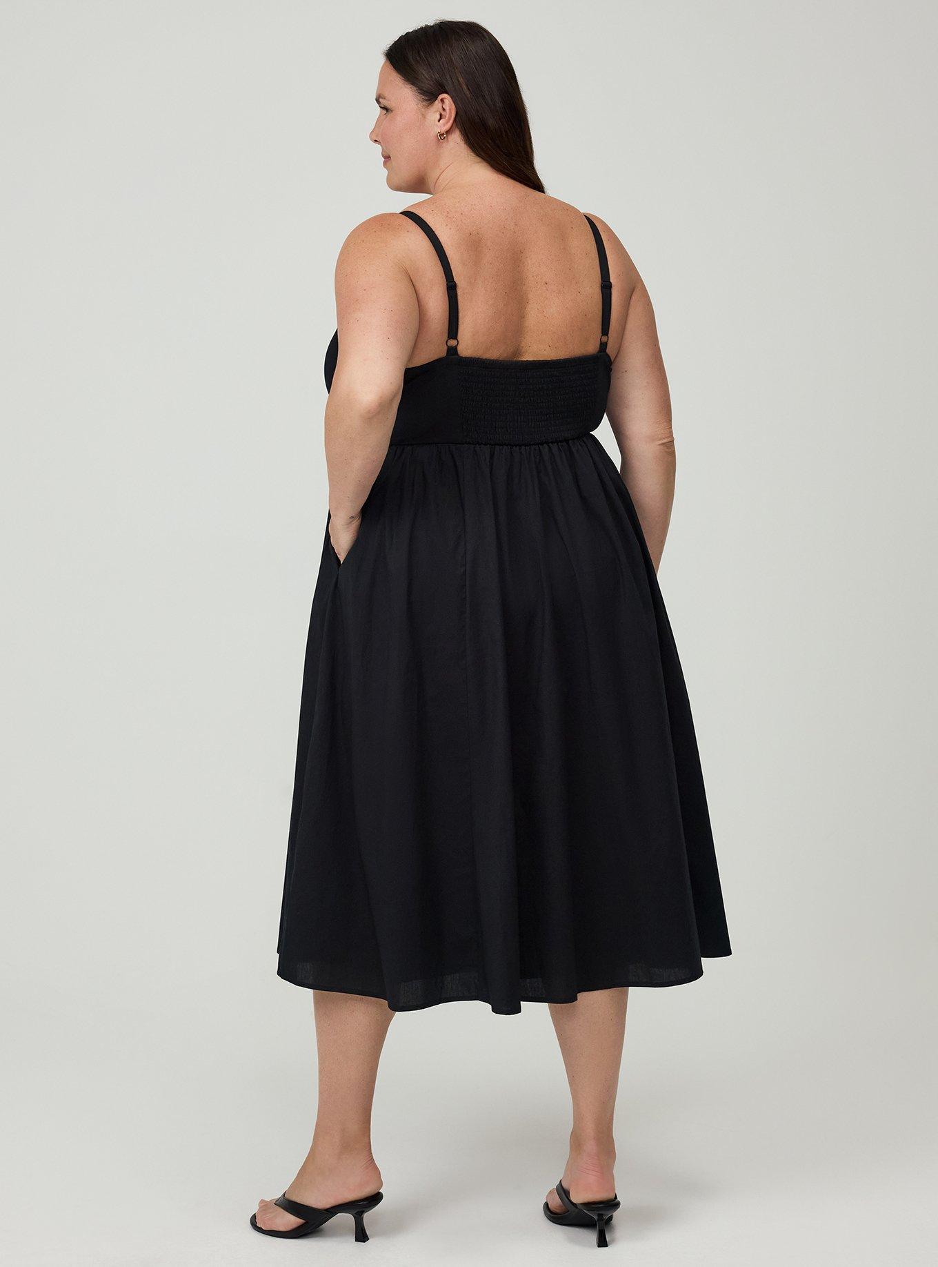 Double Tie Front Midi Dress, DEEP BLACK, alternate