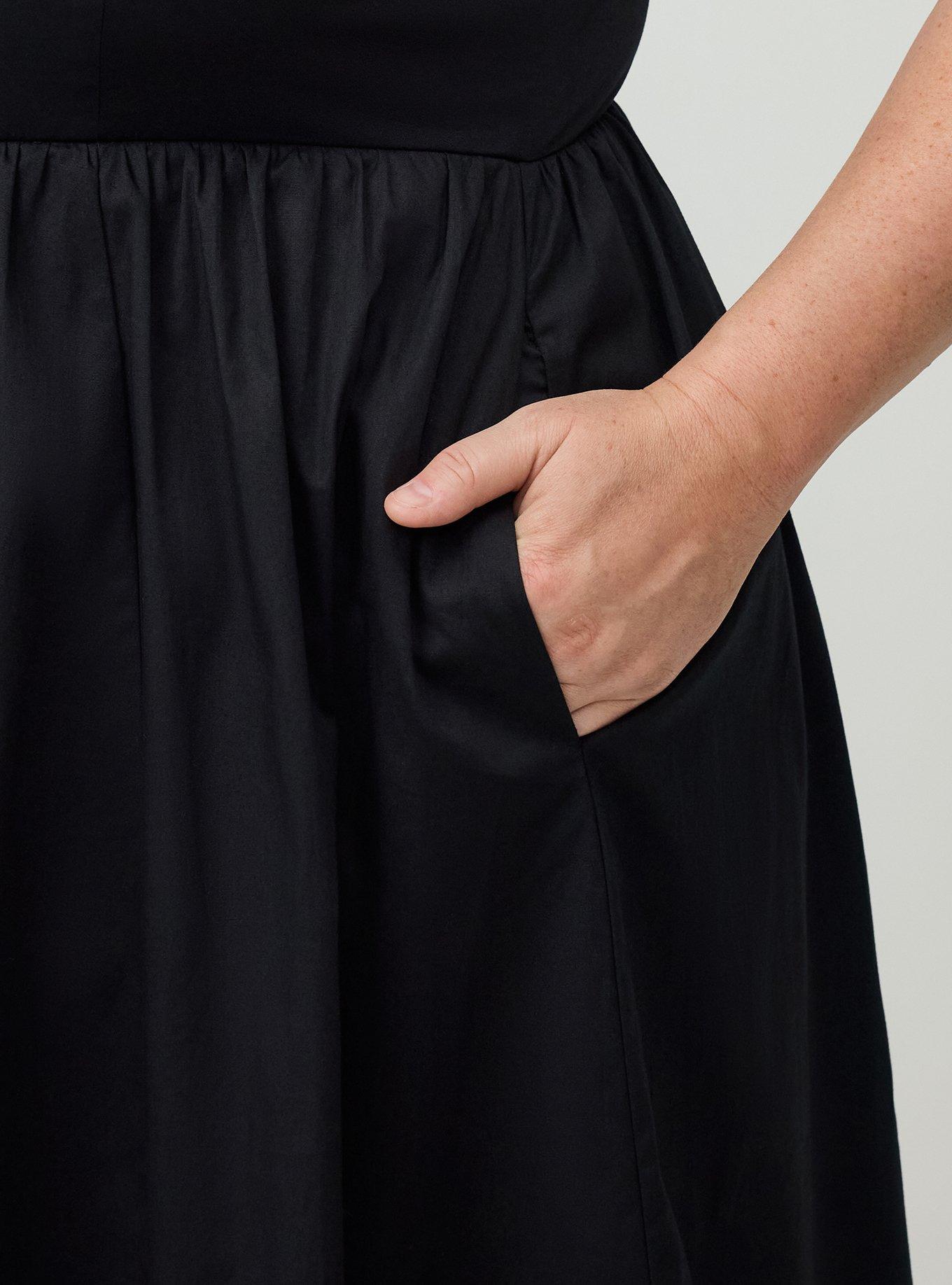 Double Tie Front Midi Dress, DEEP BLACK, alternate