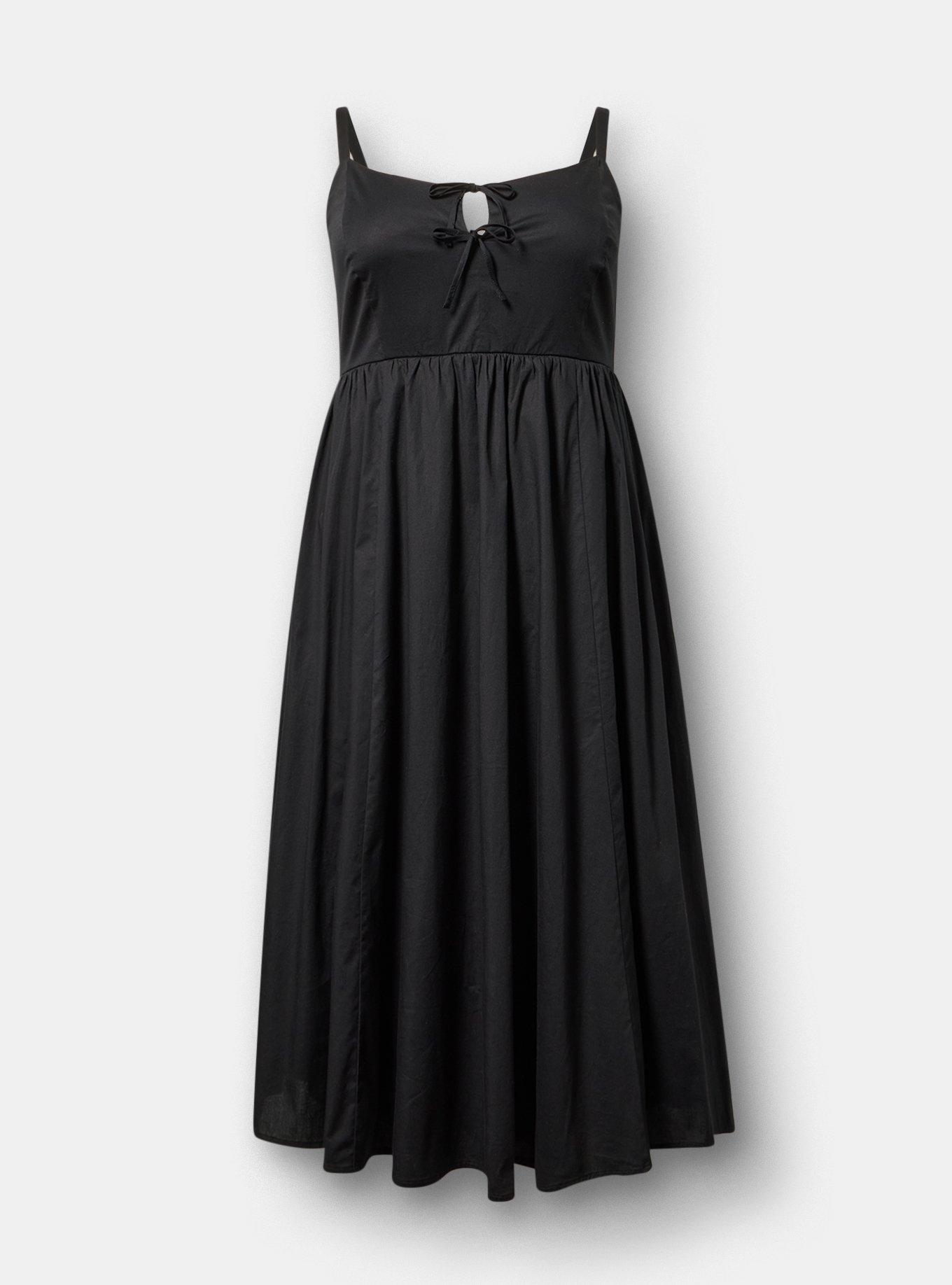 Double Tie Front Midi Dress, DEEP BLACK, flat