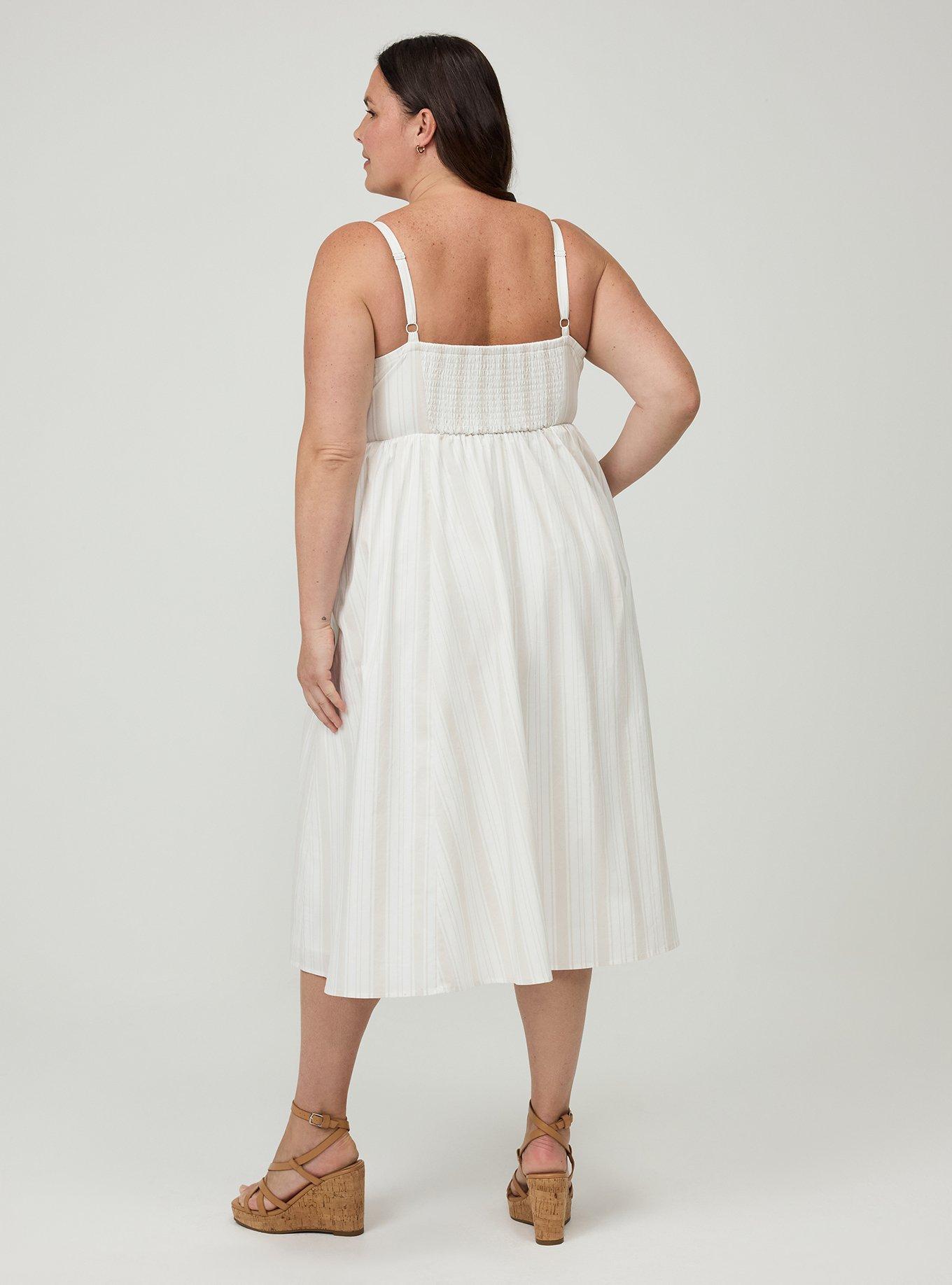 Double Tie Front Midi Dress, IZZY STRIPE WHITE, alternate