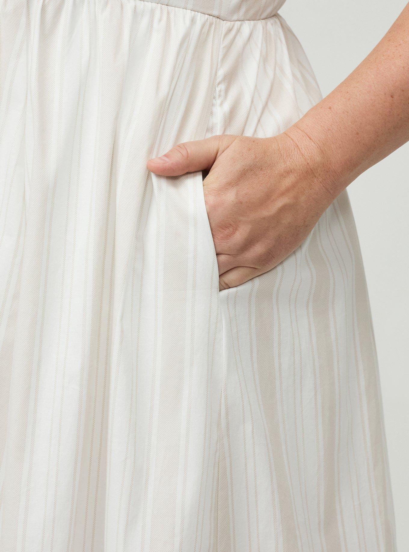 Double Tie Front Midi Dress, IZZY STRIPE WHITE, alternate