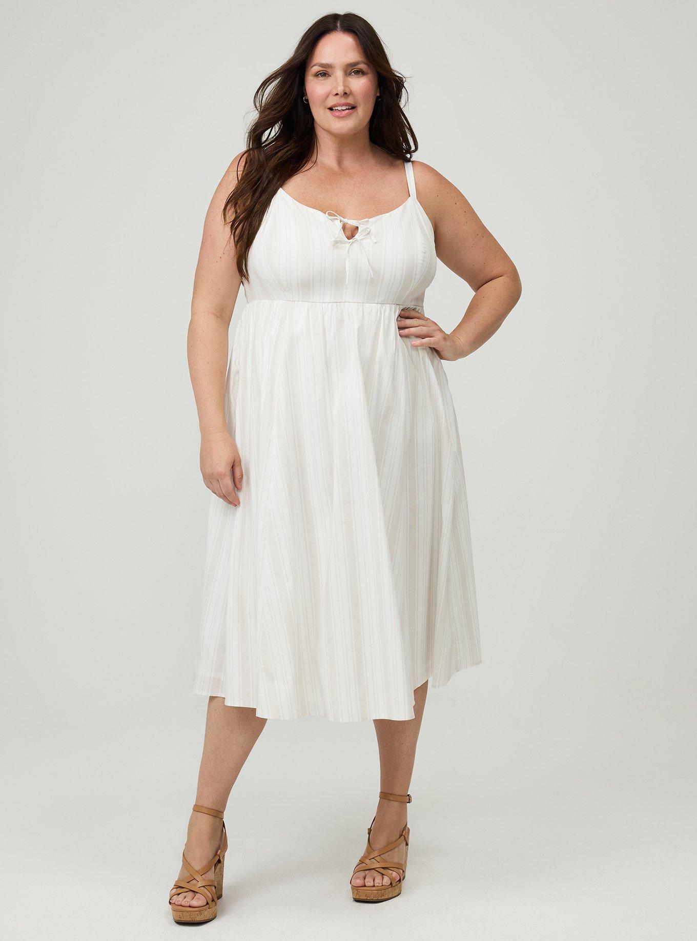 Double Tie Front Midi Dress, IZZY STRIPE WHITE, alternate