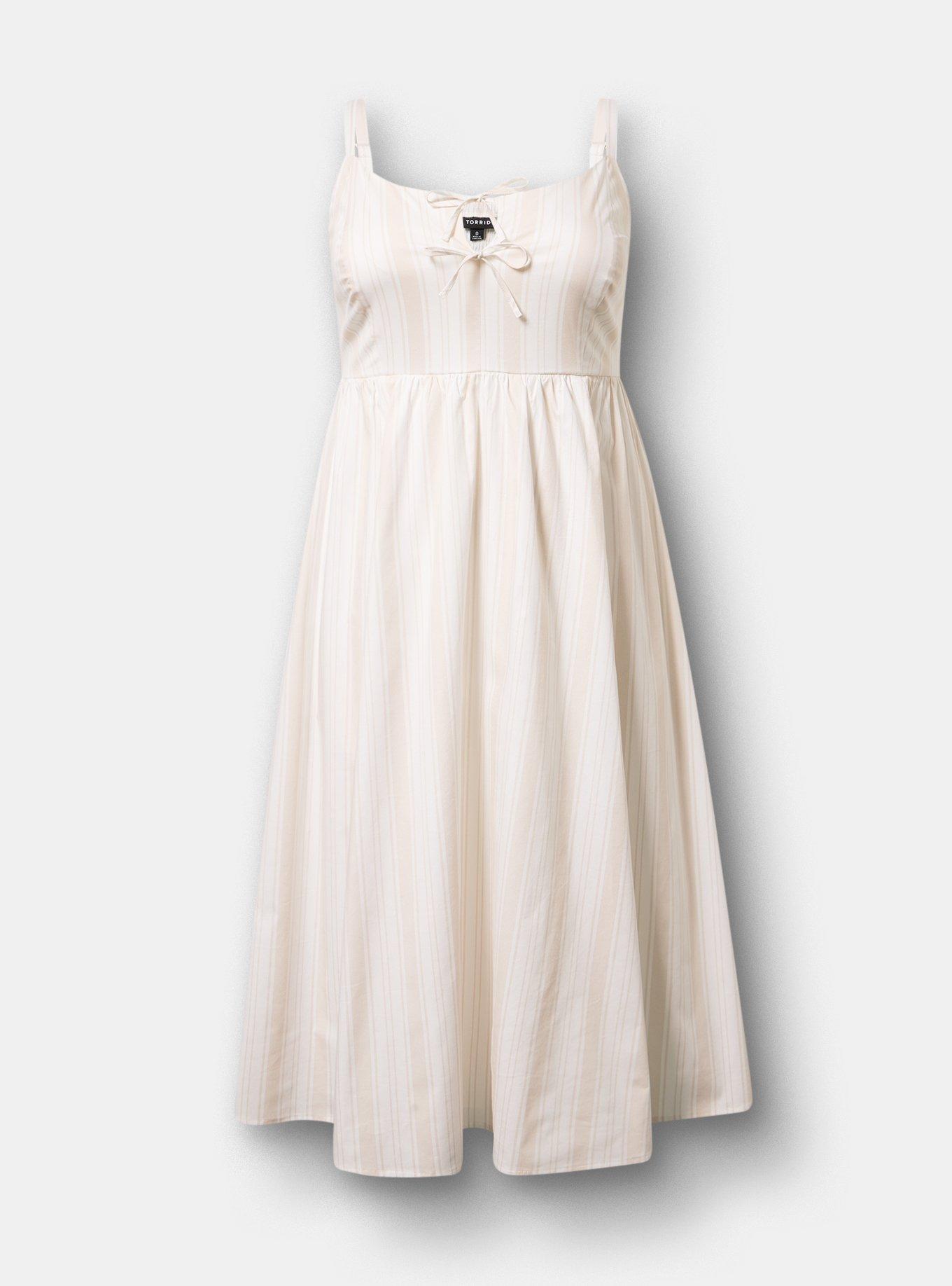 Double Tie Front Midi Dress, IZZY STRIPE WHITE, flat