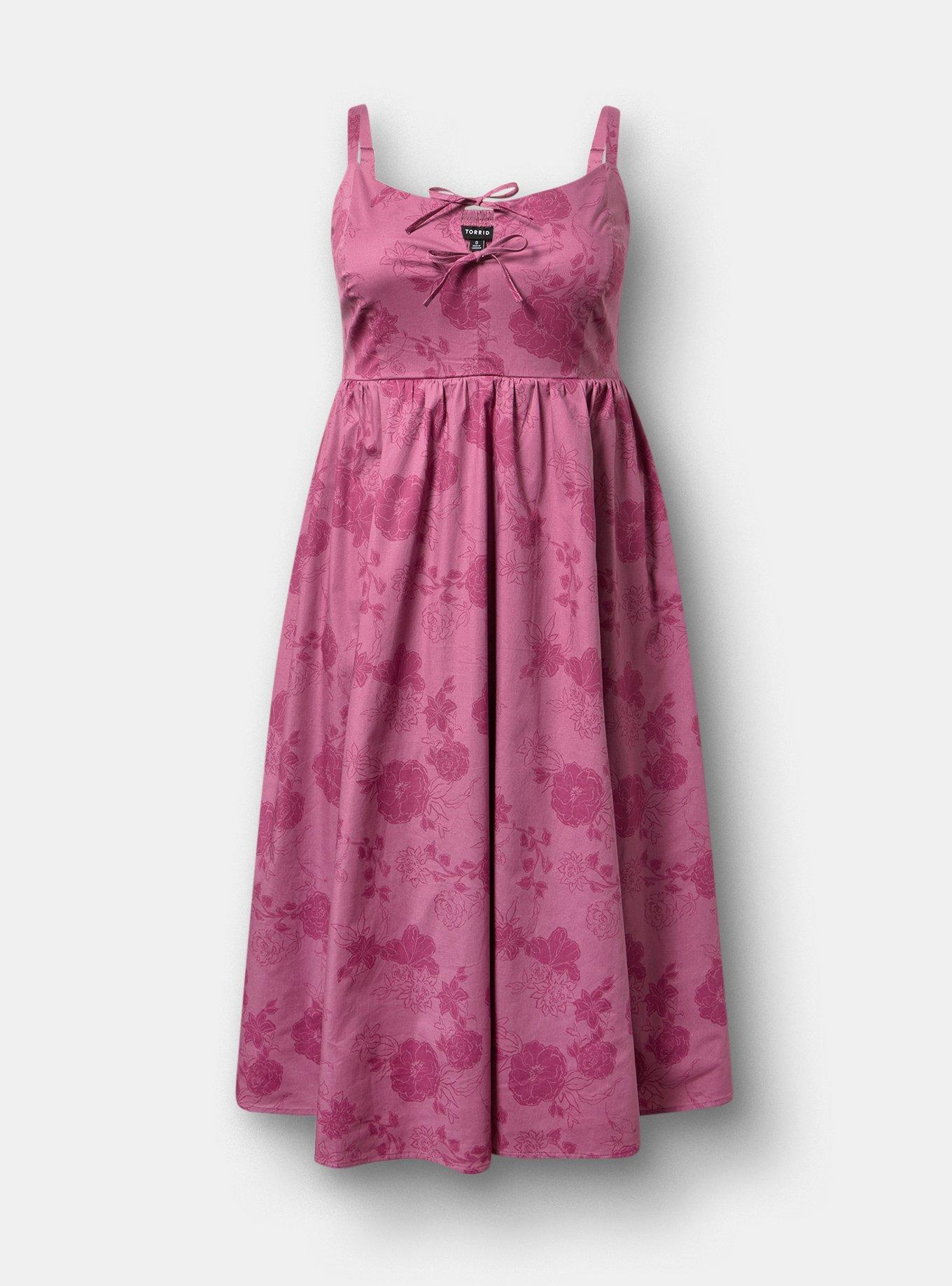 Double Tie Front Midi Dress, SUZY FLORAL MAUVE, flat