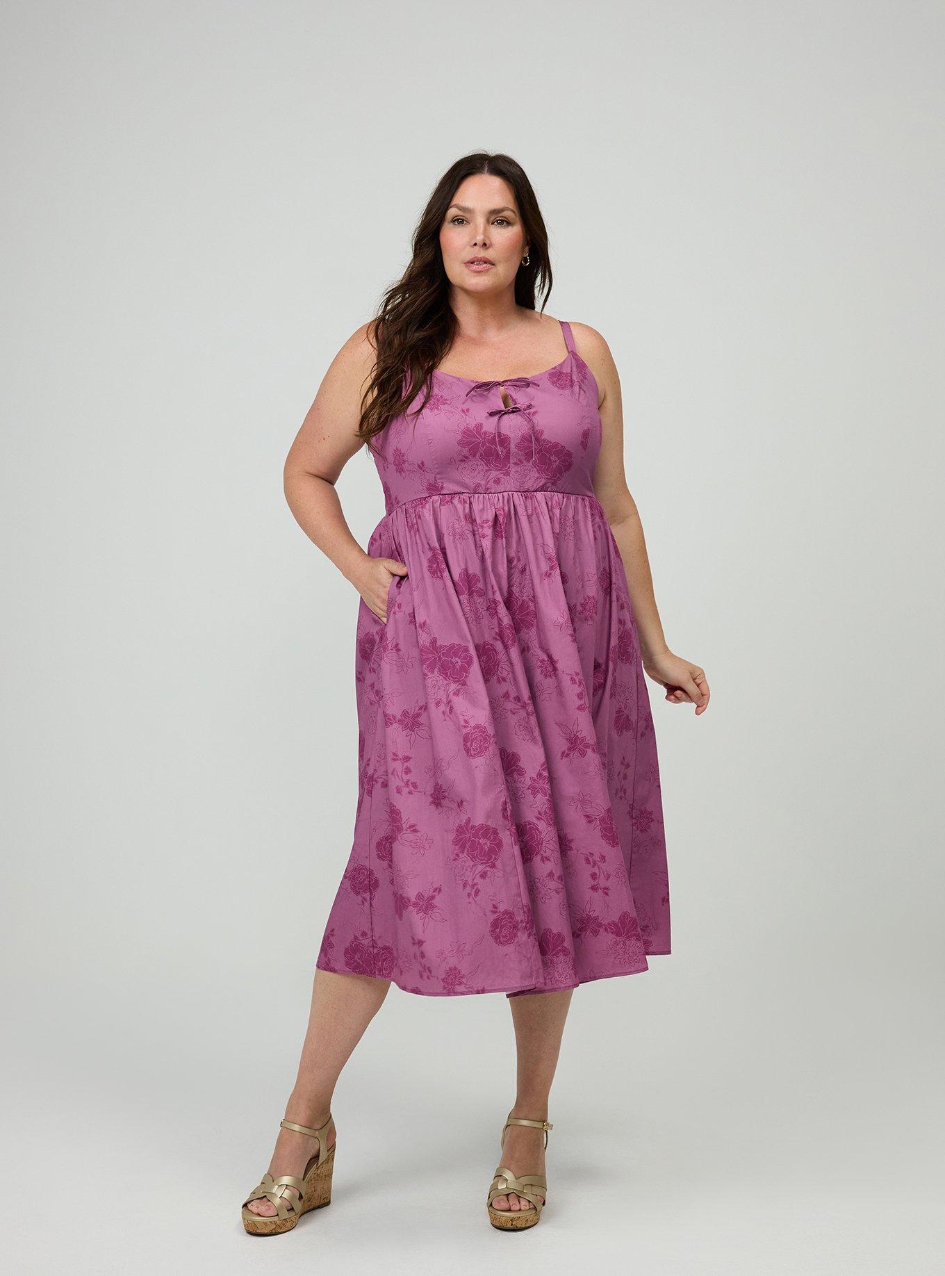 Double Tie Front Midi Dress, SUZY FLORAL MAUVE, hi-res