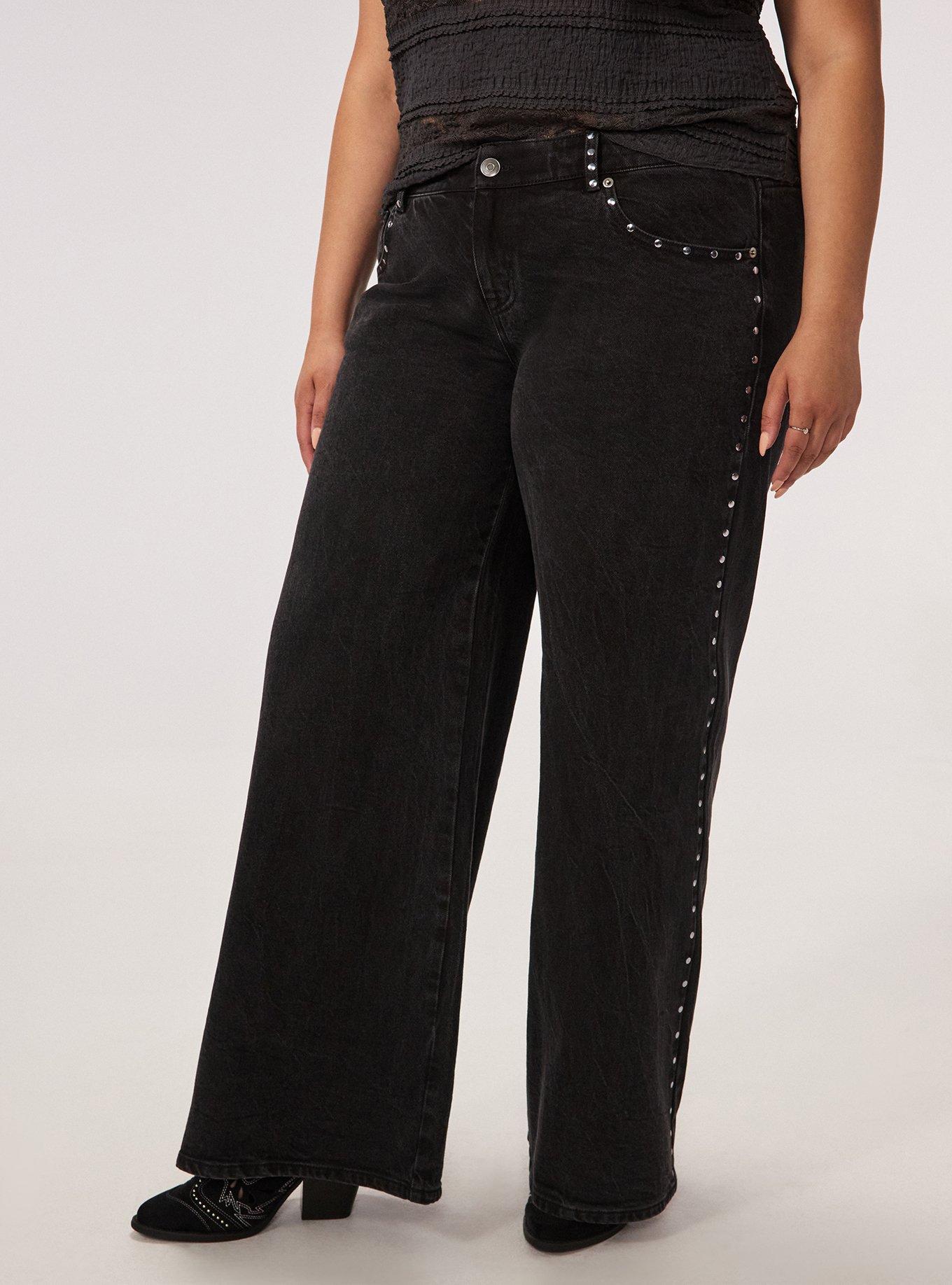 Festi Low-Rise Wide Leg Studded Jeans, COAL MINE, alternate