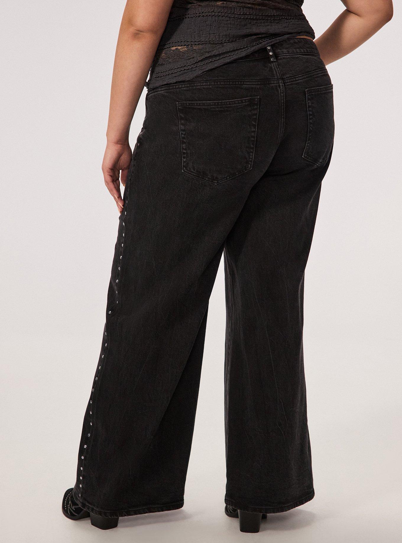 Festi Low-Rise Wide Leg Studded Jeans, COAL MINE, alternate