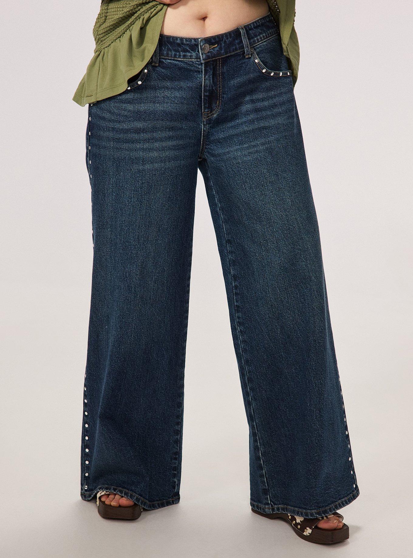 Festi Low-Rise Wide Leg Studded Jeans, DESERT BLUEBELL, alternate