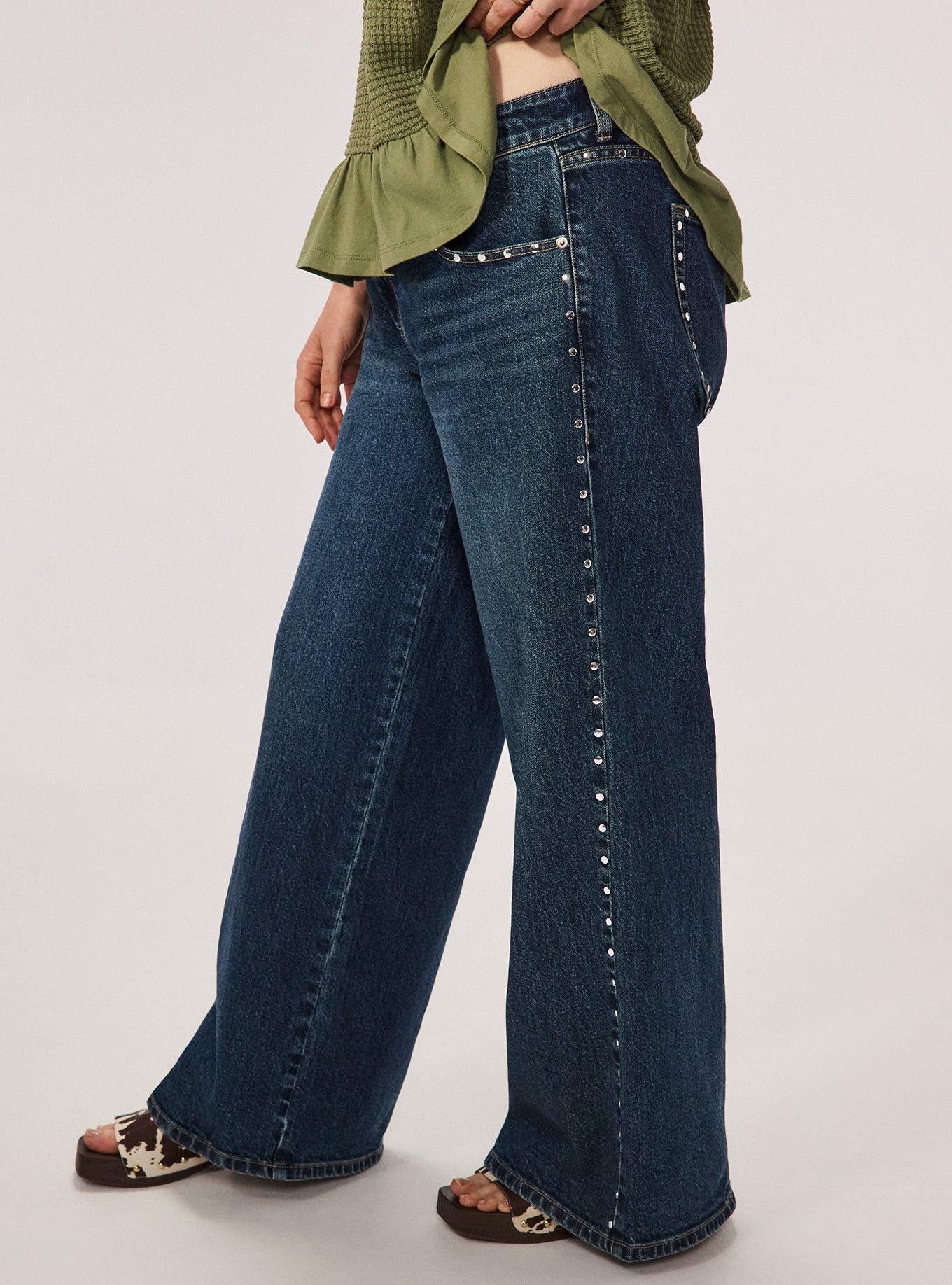 Festi Low-Rise Wide Leg Studded Jeans, DESERT BLUEBELL, alternate