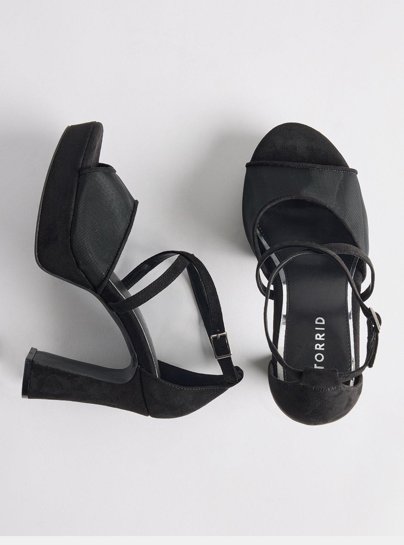 Criss-Cross Platform Heel (WW), BLACK, hi-res