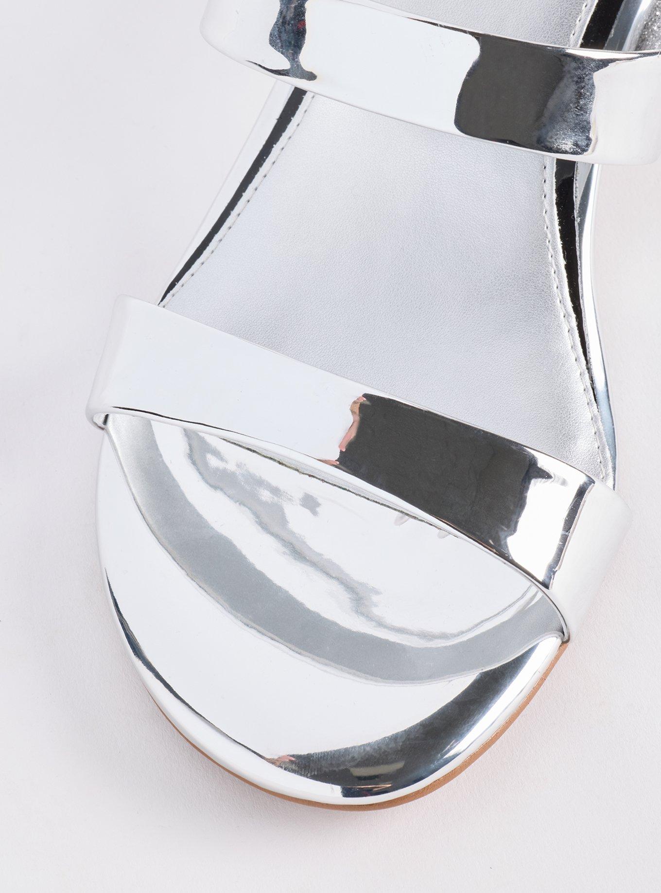 Double Strap Heeled Sandal (WW), SILVER, alternate