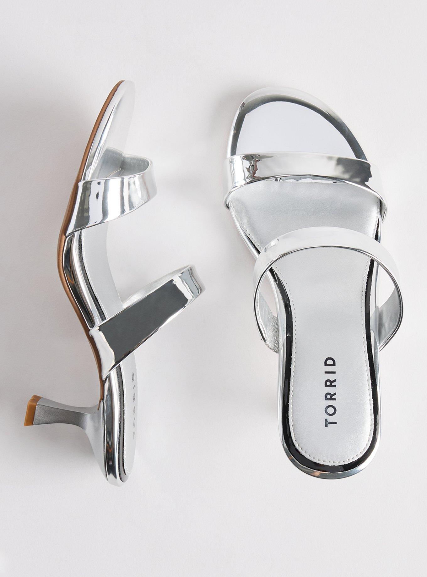 Double Strap Heeled Sandal (WW), SILVER, hi-res