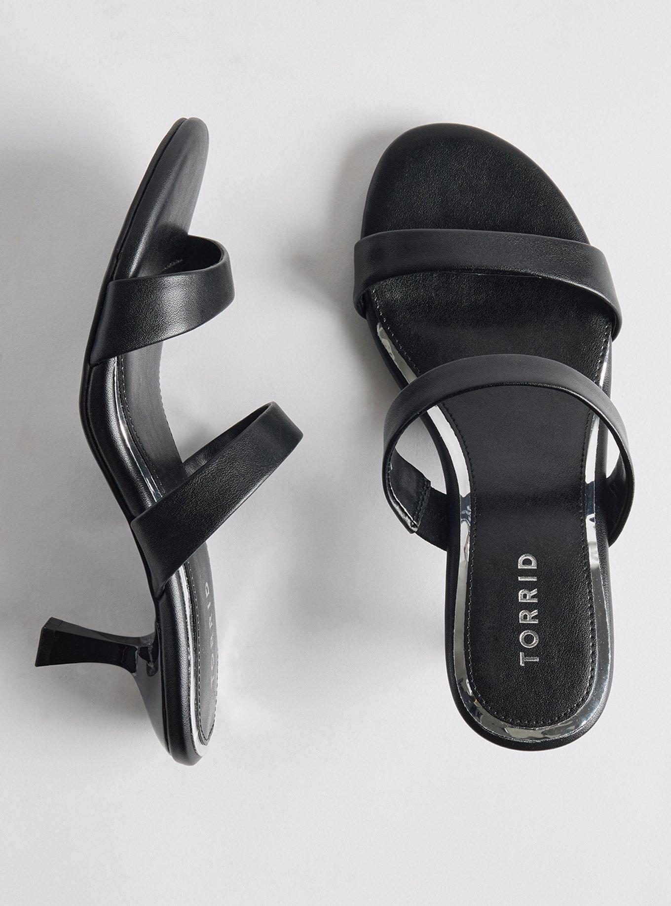 Double Strap Heeled Sandal (WW), BLACK, hi-res