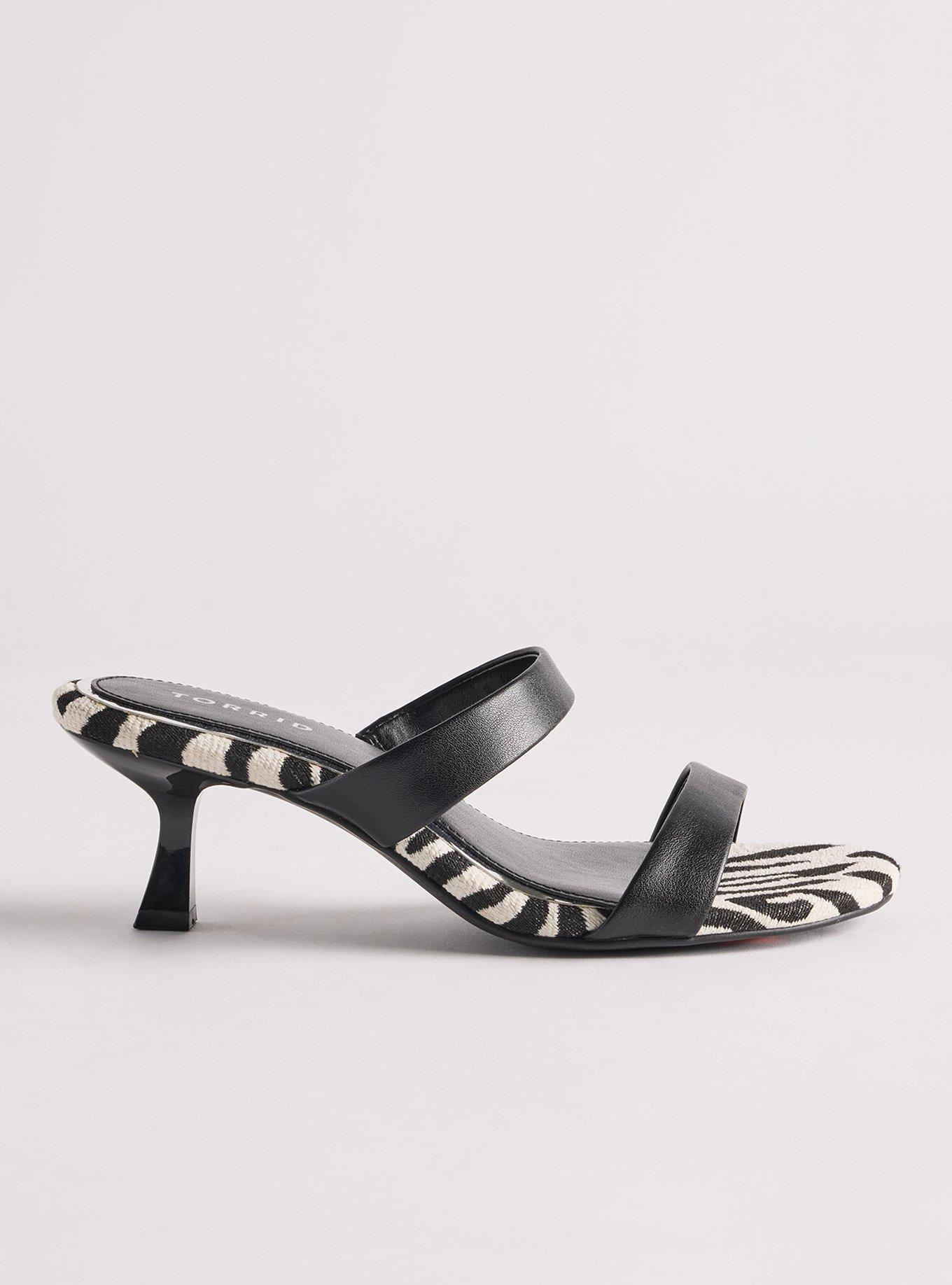 Double Strap Heeled Sandal (WW), ZEBRA BLACK, alternate