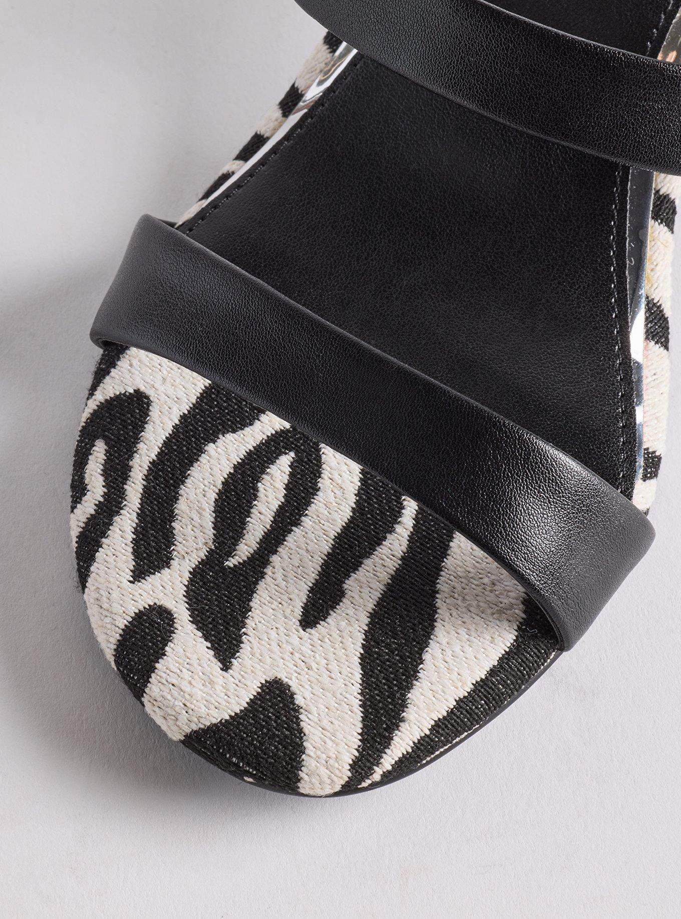 Double Strap Heeled Sandal (WW), ZEBRA BLACK, alternate