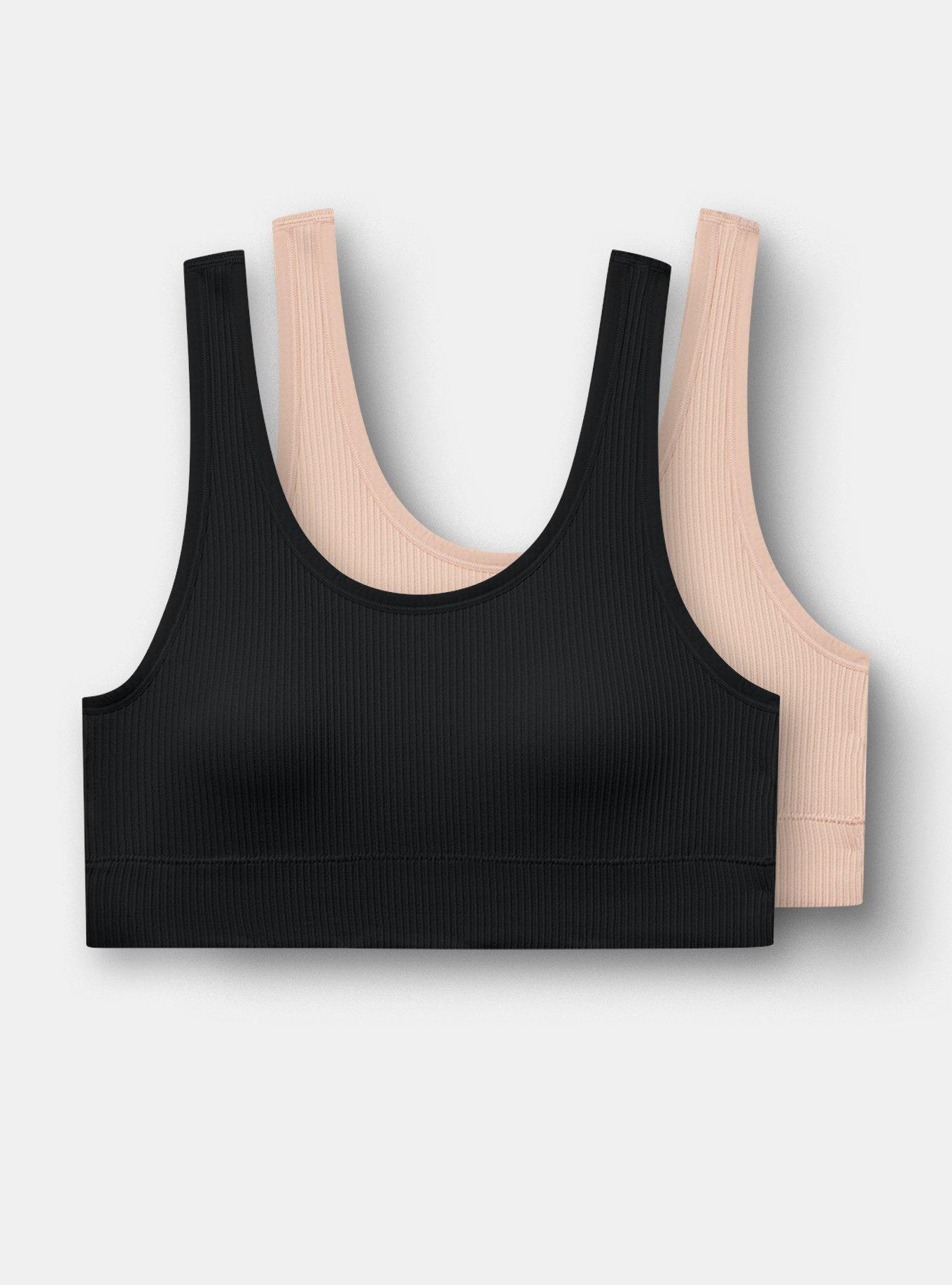 2 Pack Seamless Rib Lightly Lined Scoop Bralette, MULTI, hi-res