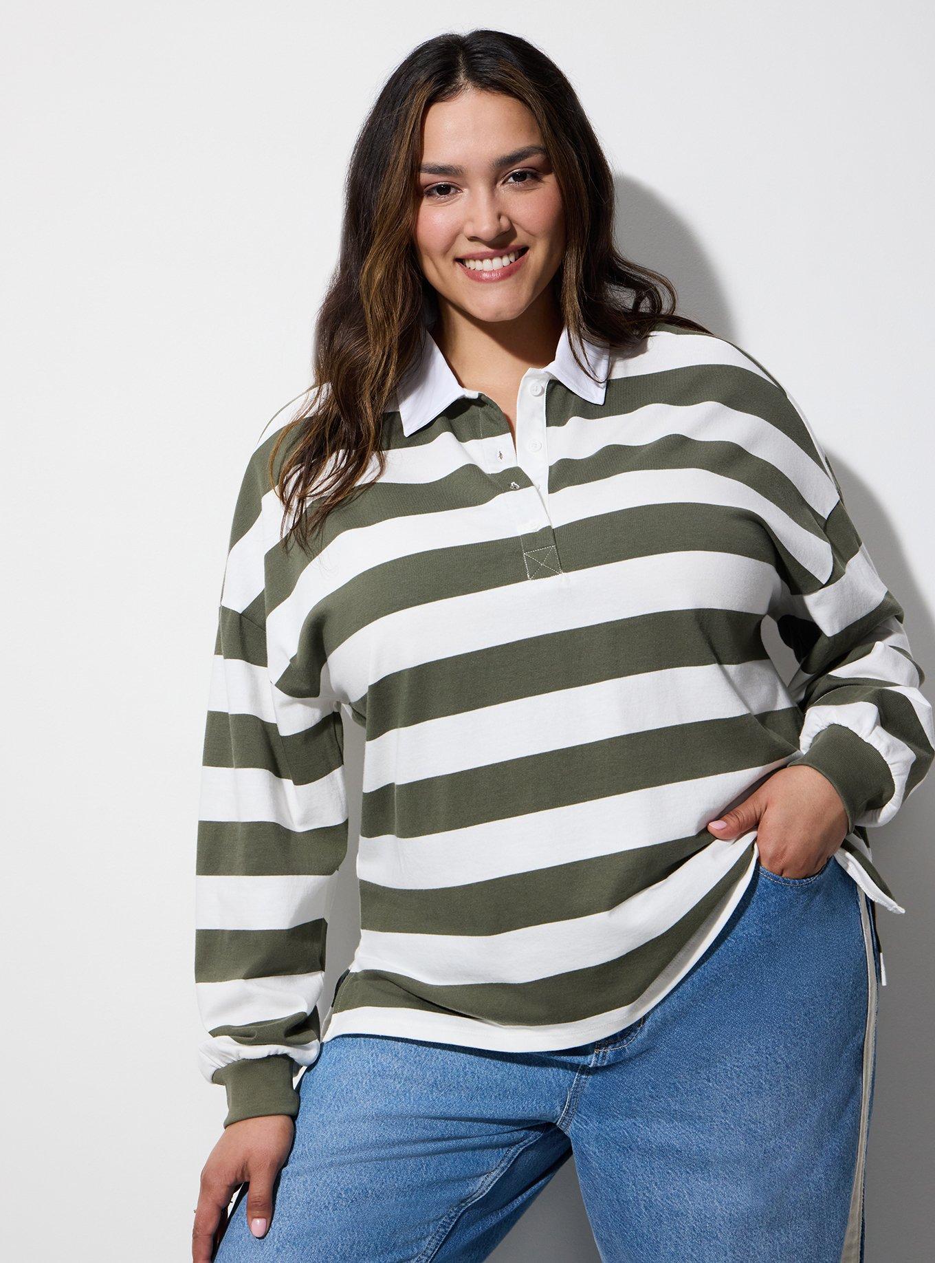 LoveSick Long Sleeve Rugby Top, LOVESICK RUGBY STRIPE GREEN WHITE, hi-res