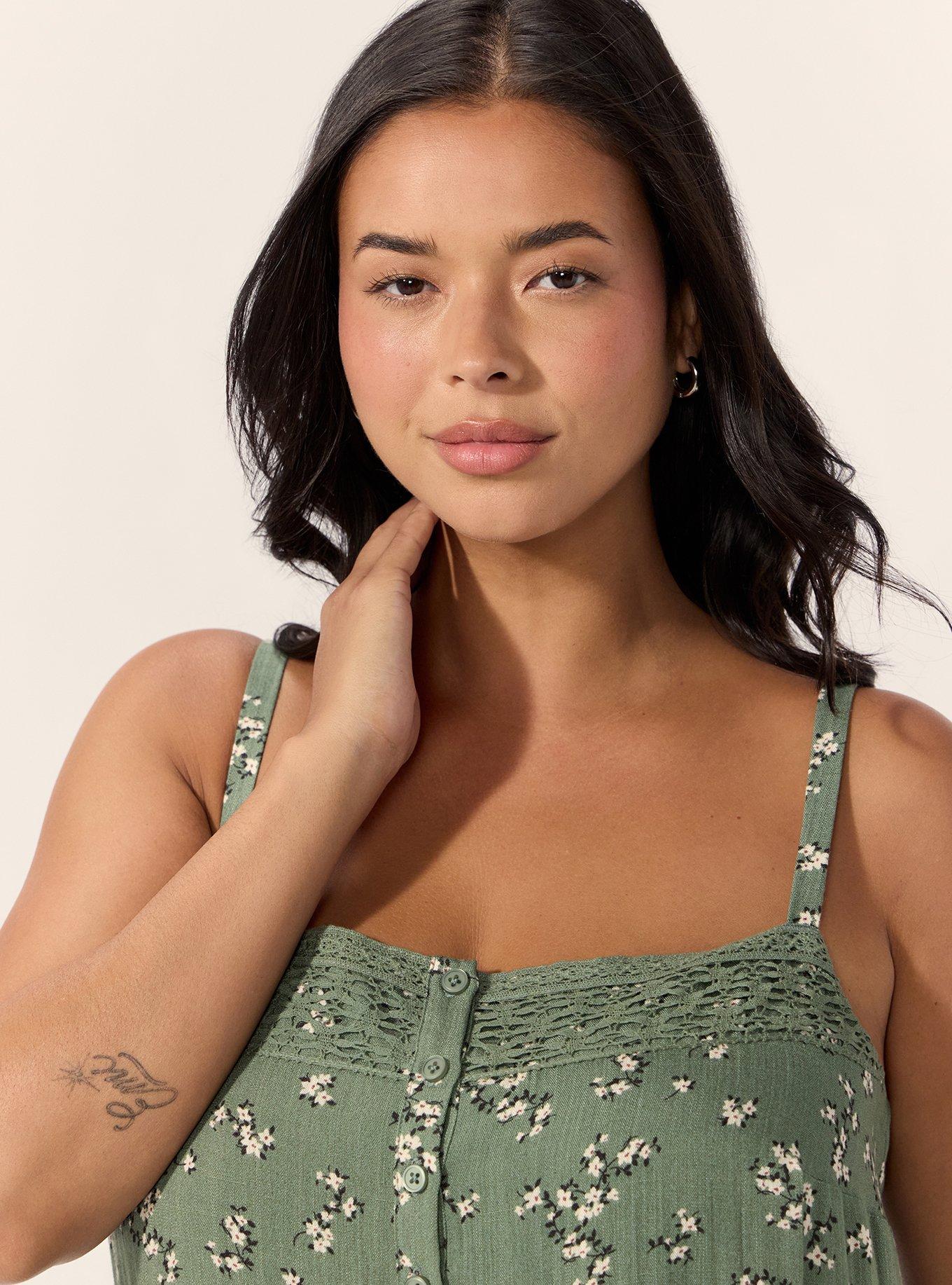 Plus Size Festi Tiered Mini Dress, SPRINKLED DITSY FLORAL OLIVE, alternate