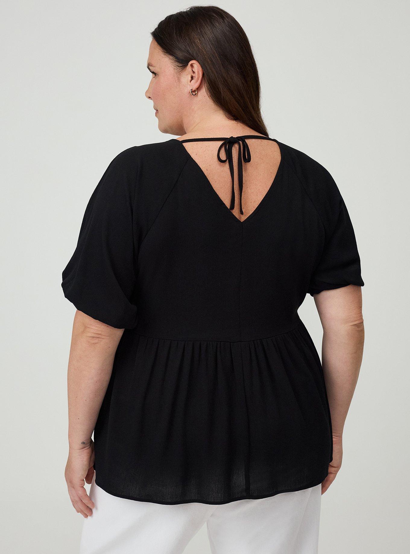 Crinkle Gauze Raglan Blouse, DEEP BLACK, alternate