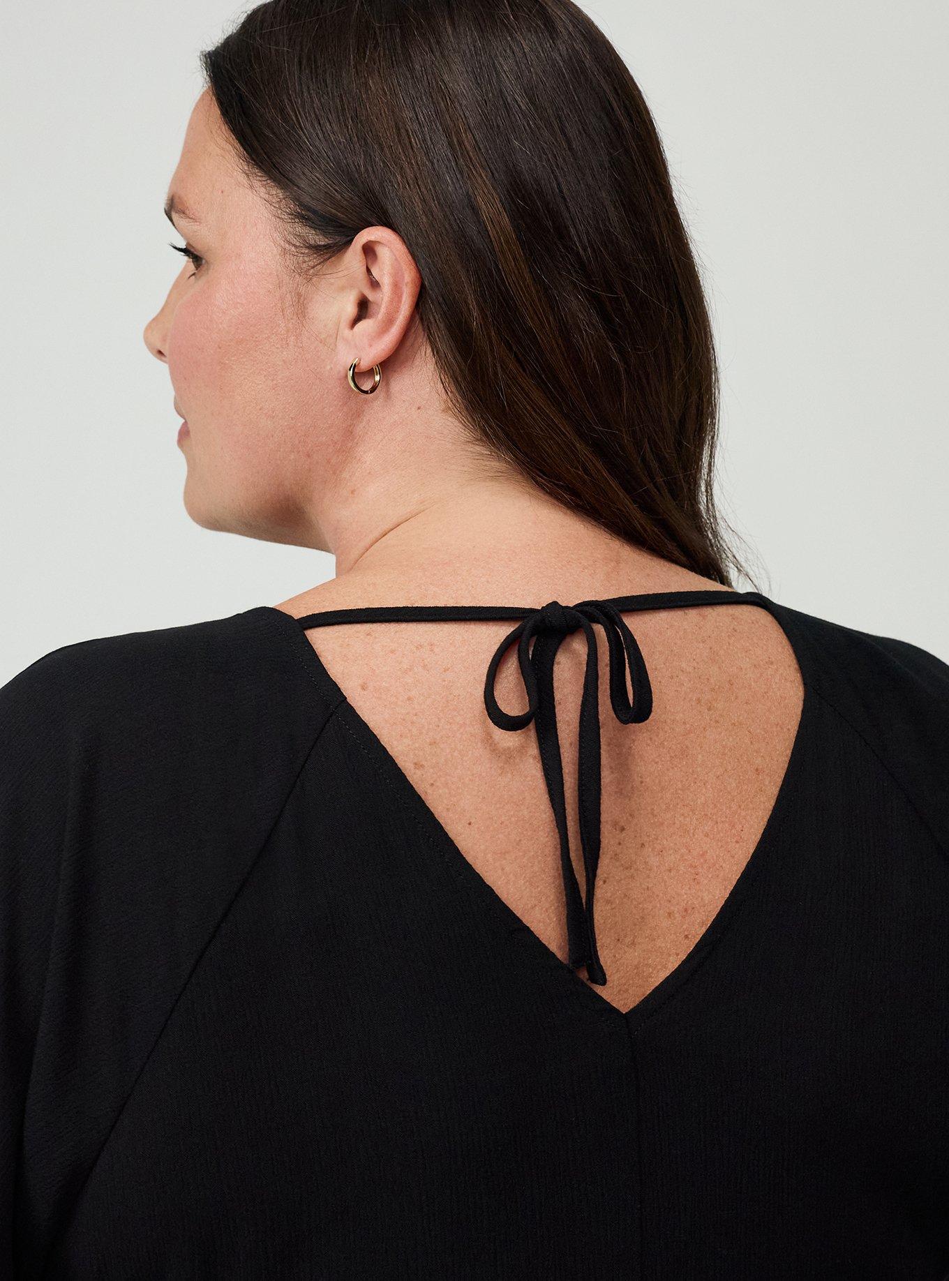 Crinkle Gauze Raglan Blouse, DEEP BLACK, alternate