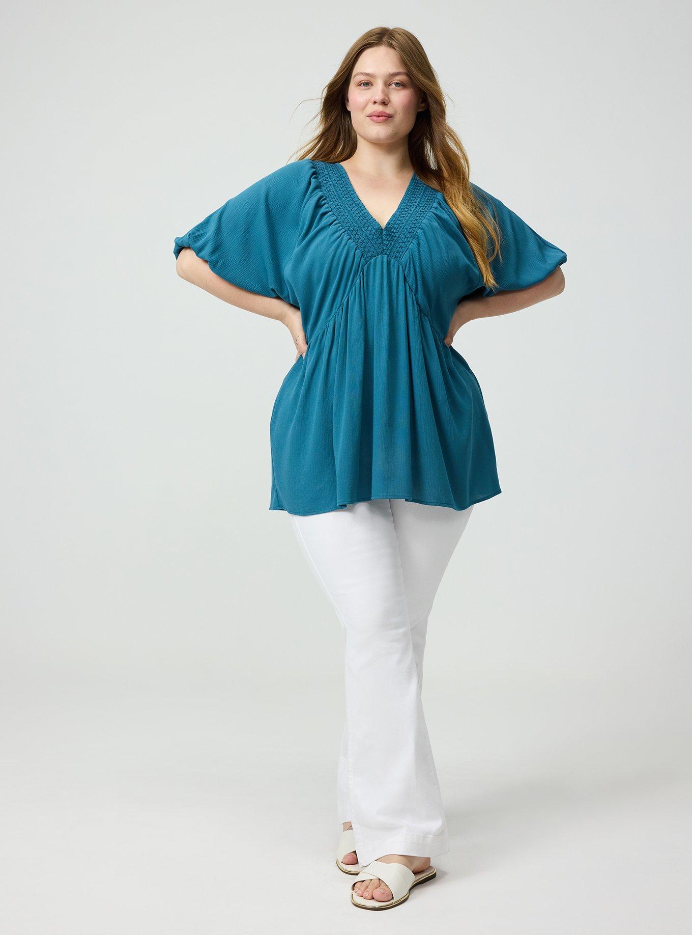 Crinkle Gauze Raglan Blouse, MALLARD BLUE, alternate