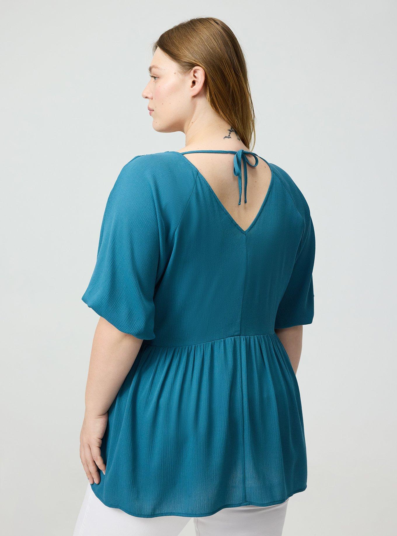 Crinkle Gauze Raglan Blouse, MALLARD BLUE, alternate