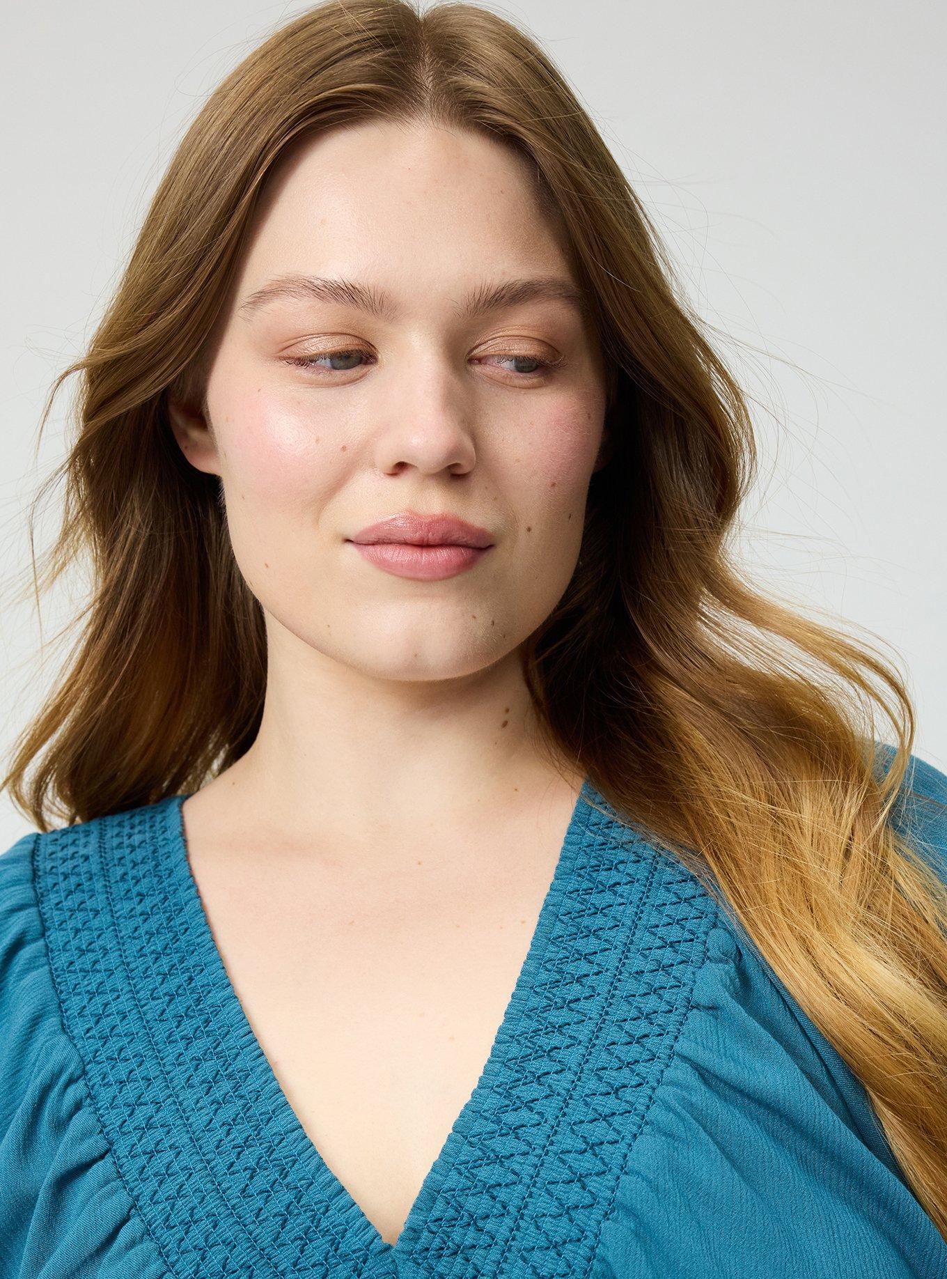 Crinkle Gauze Raglan Blouse, MALLARD BLUE, alternate