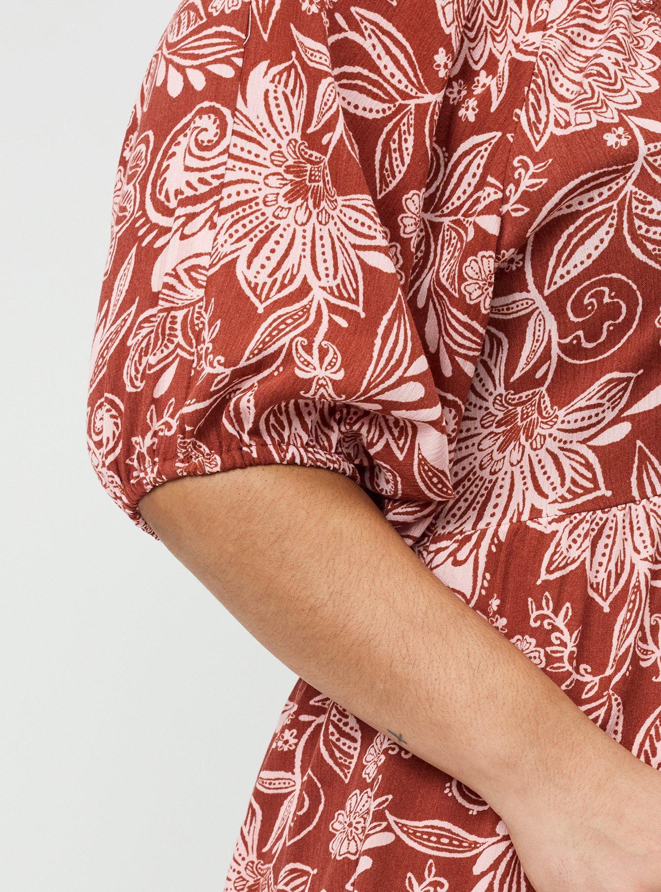 Crinkle Gauze Raglan Blouse, SHANA FLORAL BRICK, alternate